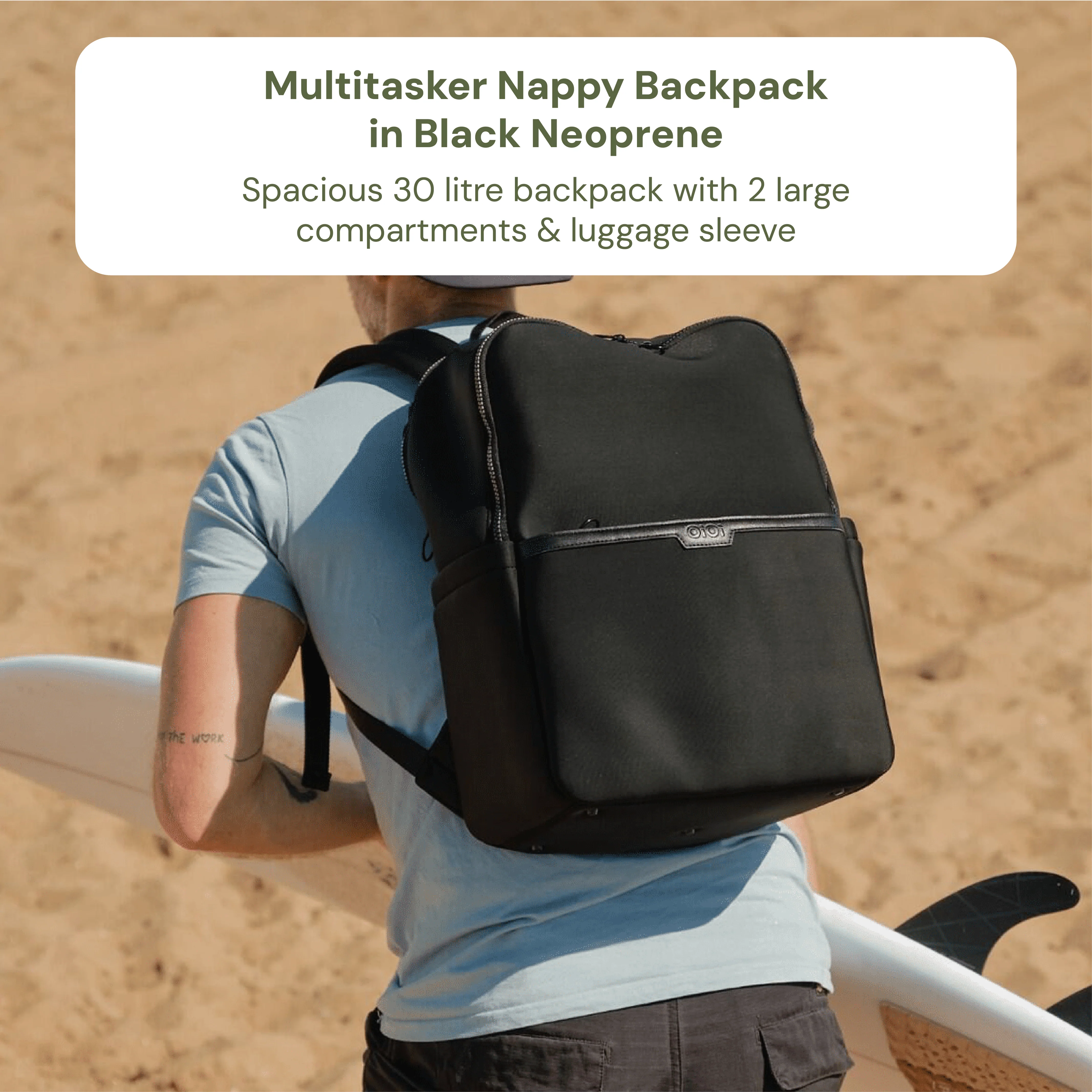 Baby & Toddler Nappy Bag Bundle – Black Neoprene, Green Squiggle & Daisy (PRE-ORDER FOR MAY DELIVERY) - Image 3