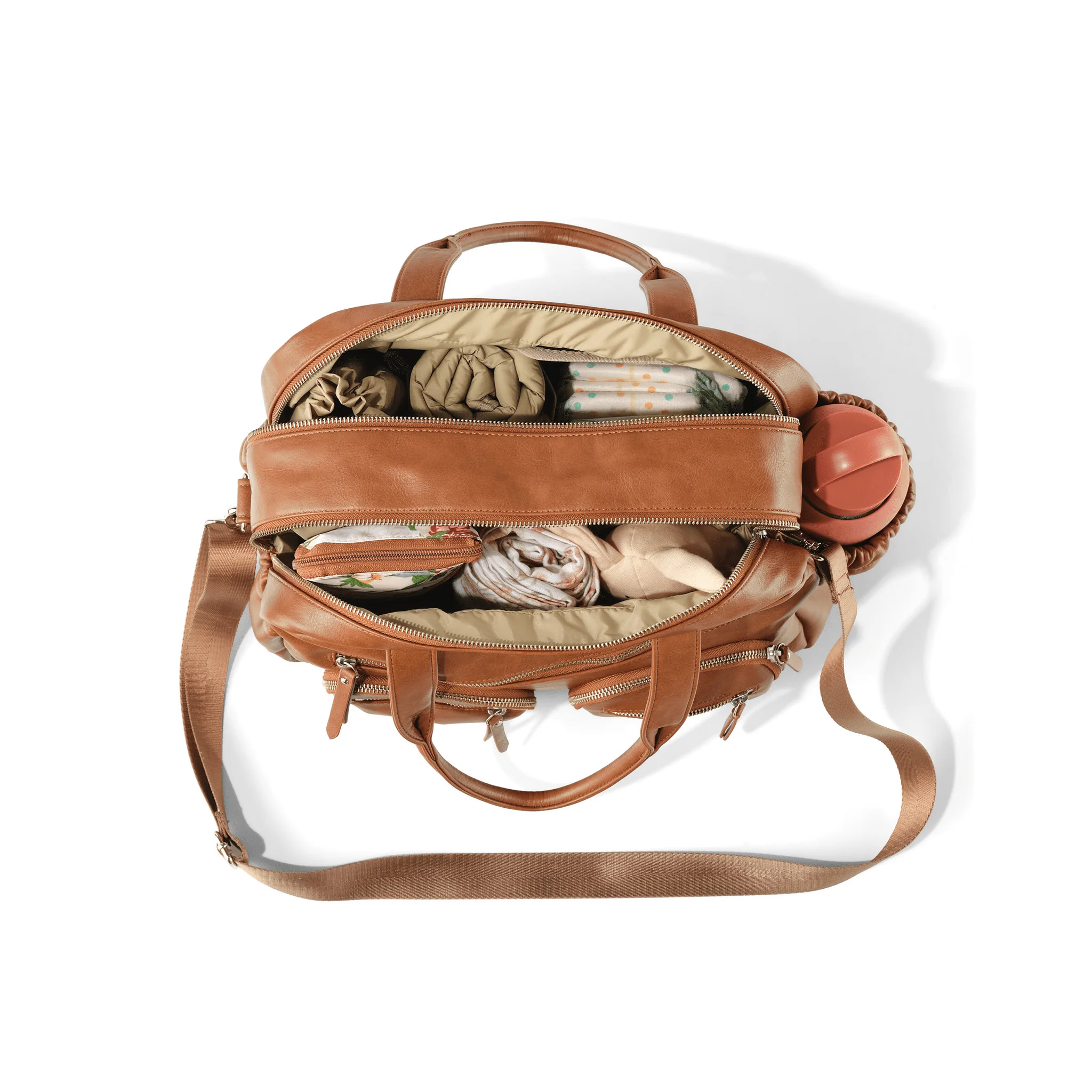 Carry All Nappy Bag - Tan Vegan Leather - Image 7