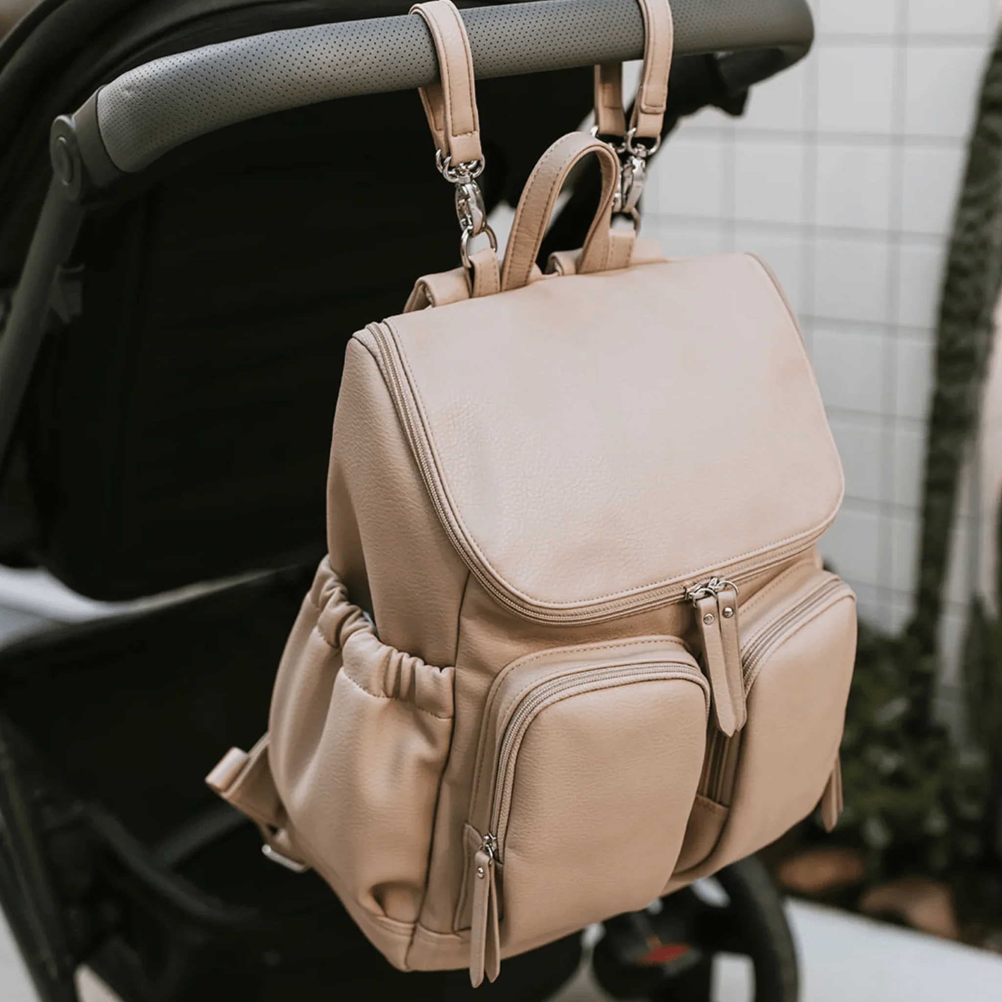 Signature Nappy Backpack - Oat Vegan Leather - Image 5