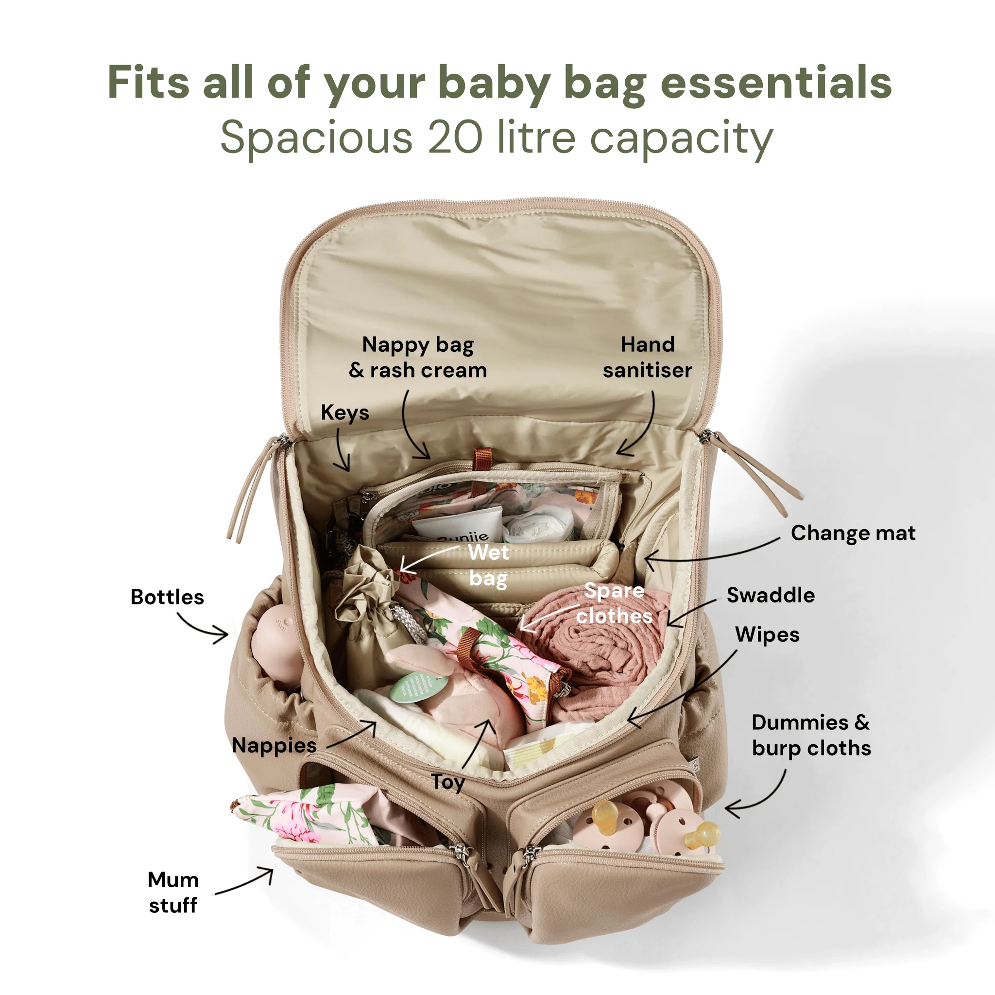 Signature Nappy Backpack - Oat Vegan Leather - Image 8