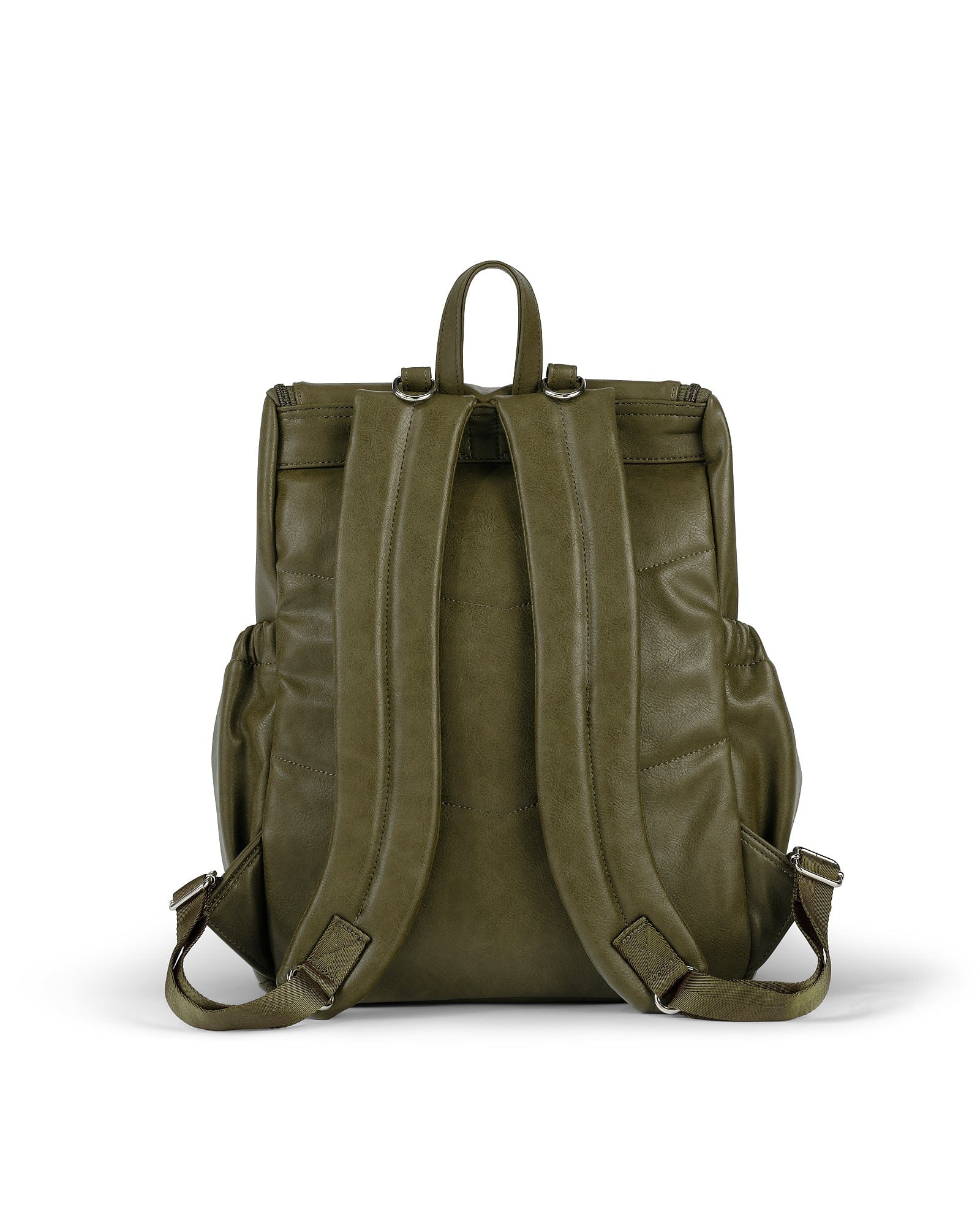 Signature Nappy Backpack - Olive Vegan Leather - Image 6