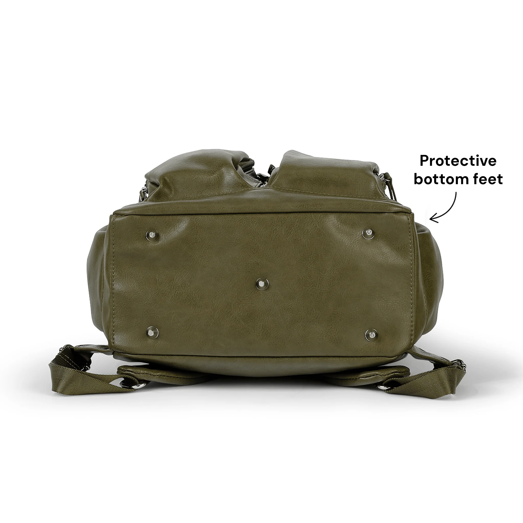 Signature Nappy Backpack - Olive Vegan Leather - Image 7