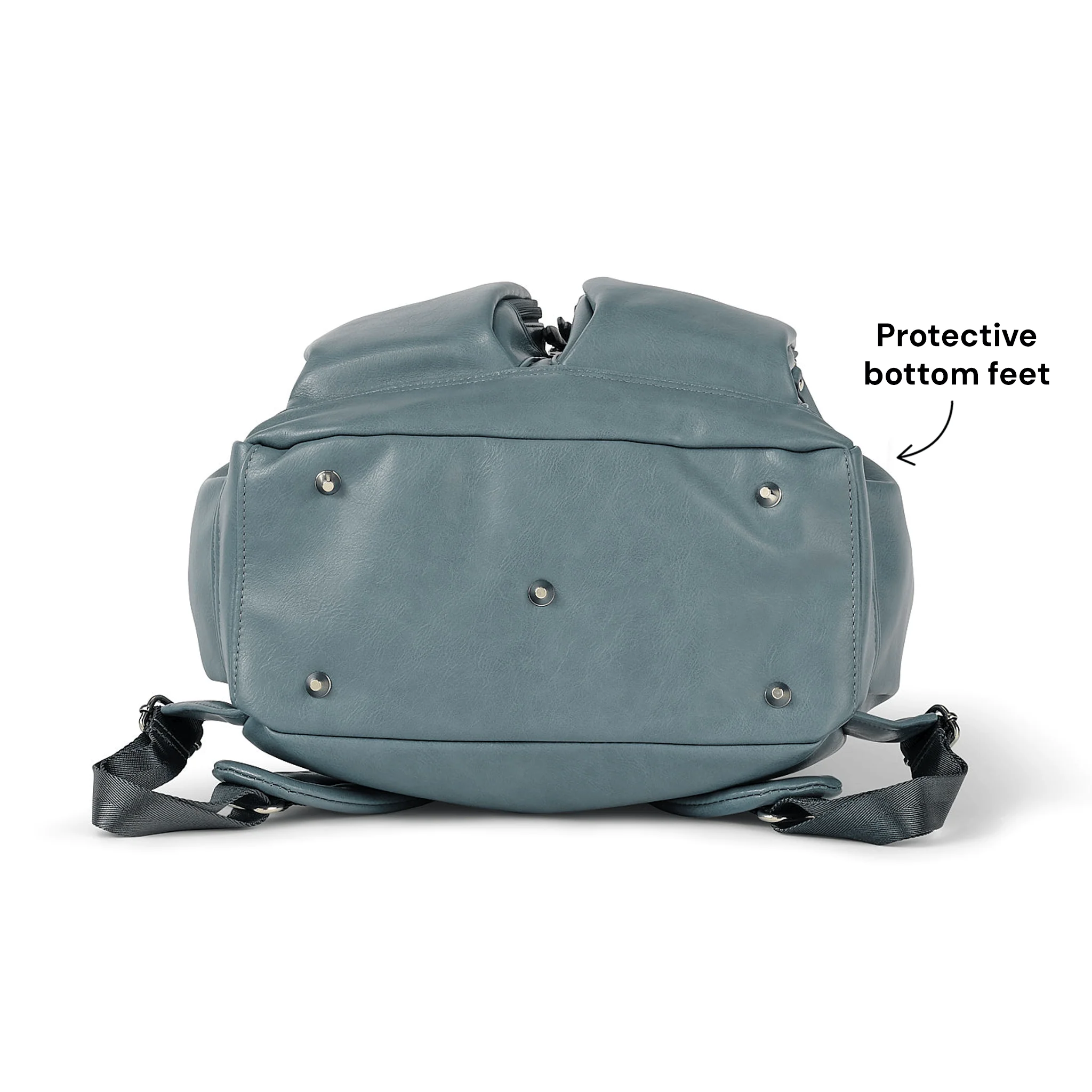 Signature Nappy Backpack - Stone Blue Vegan Leather - Image 7