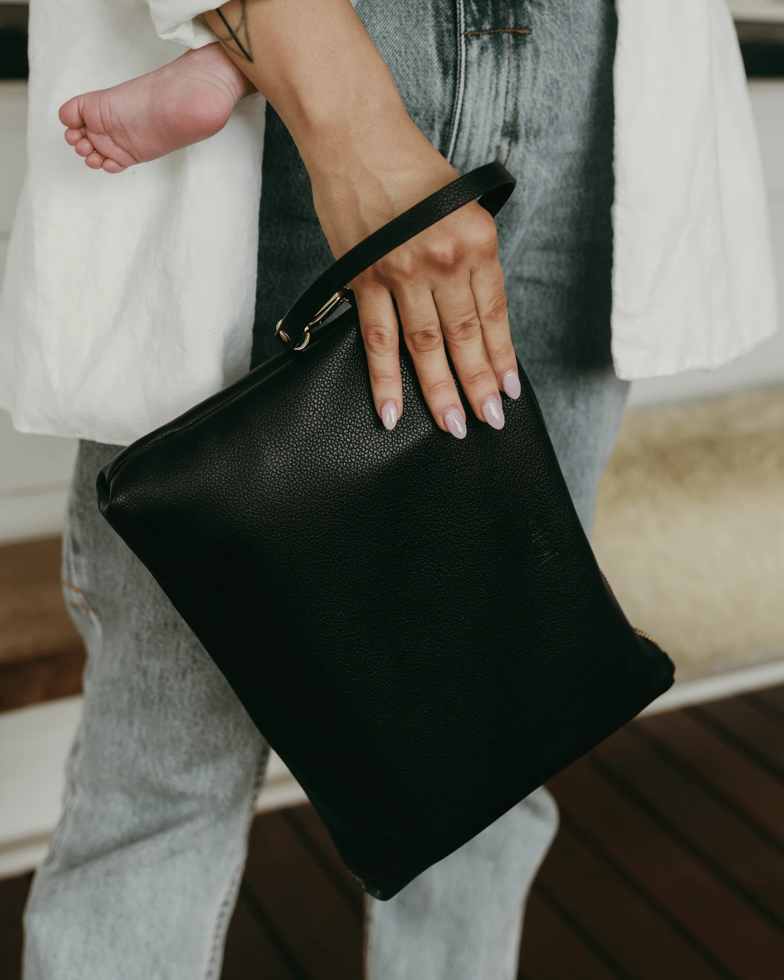 Nappy Changing Pouch - Black Vegan Leather - Image 4