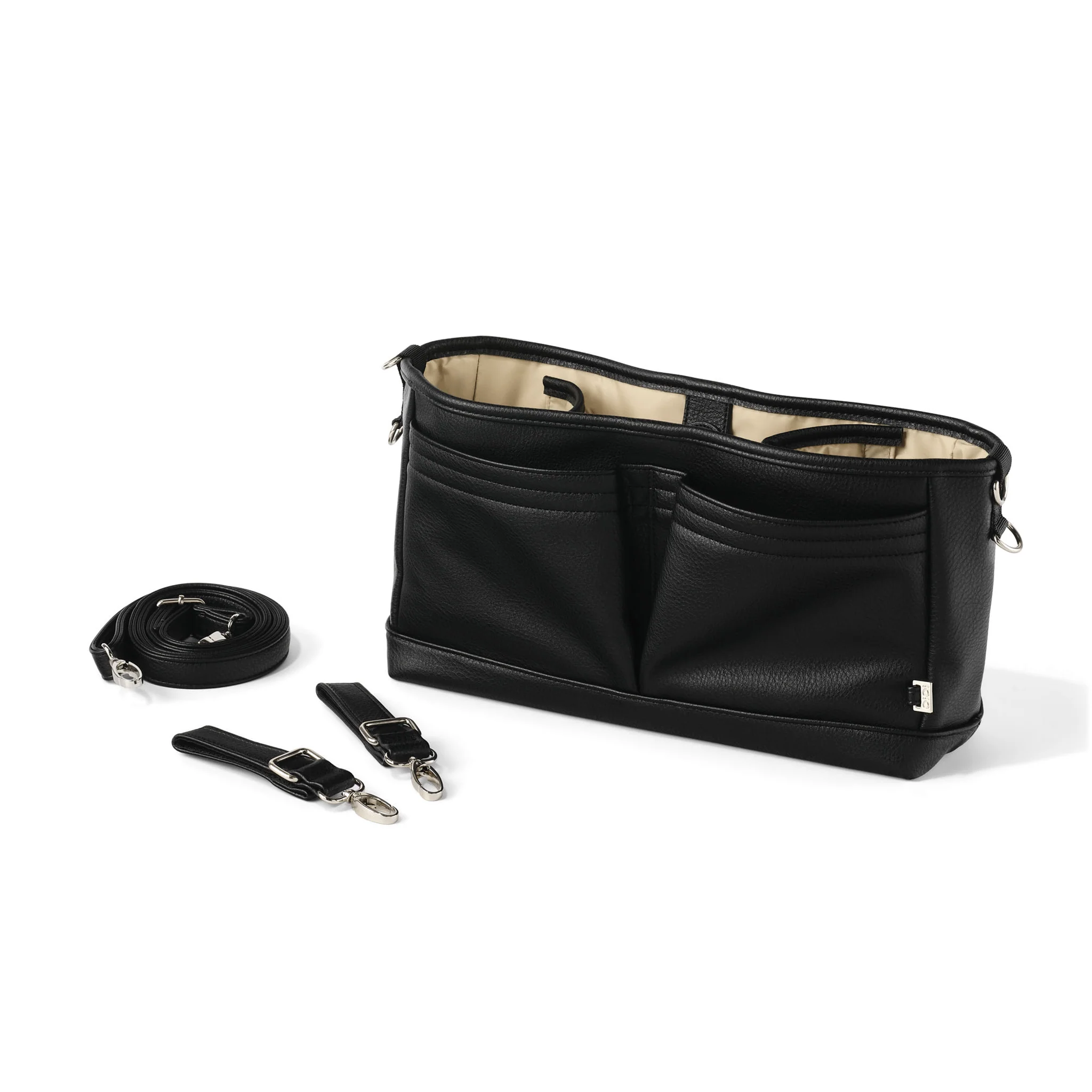 Signature Pram Caddy - Black Dimple Vegan Leather - Image 5