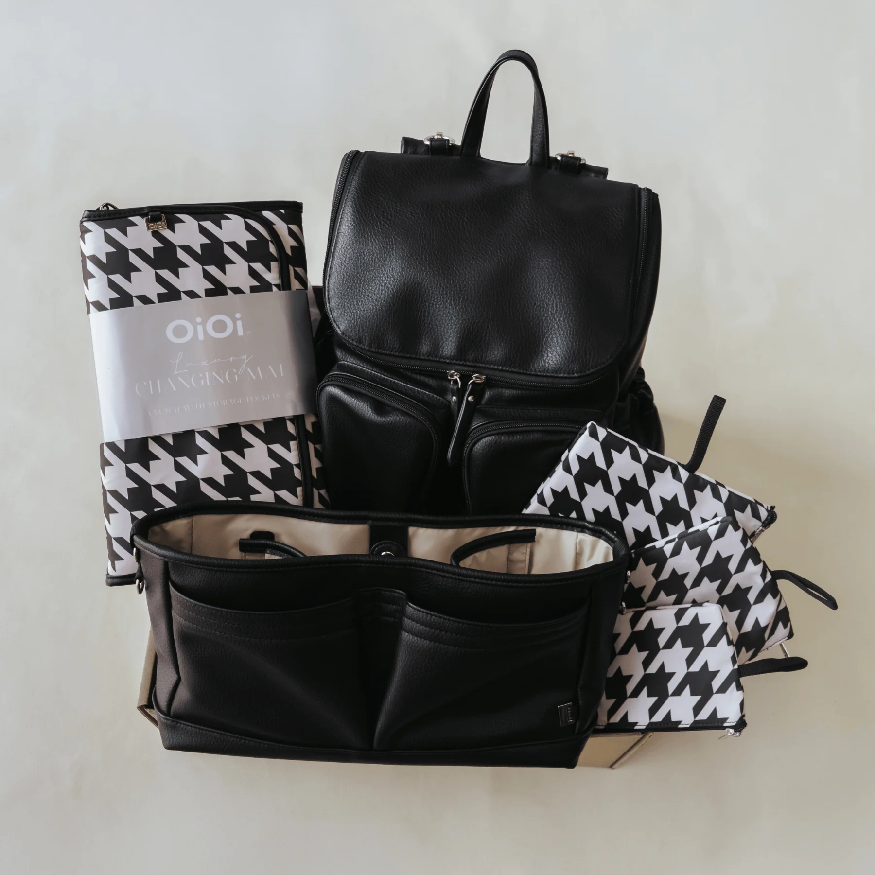 First Time Parent Nappy Bag Bundle - Black Dimple & Houndstooth - Image 7