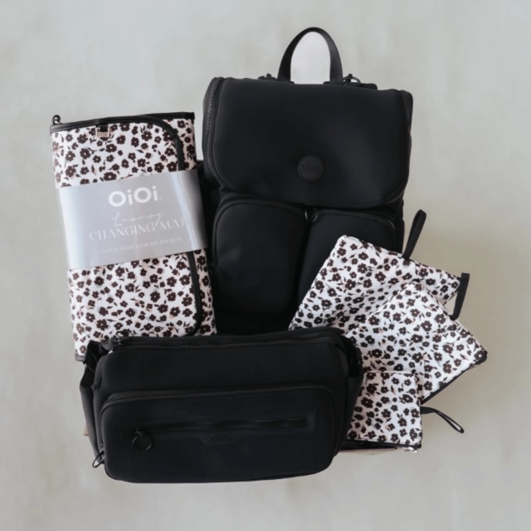 First Time Parent Nappy Bag Bundle - Black Neoprene & Ditsy Floral - Image 7