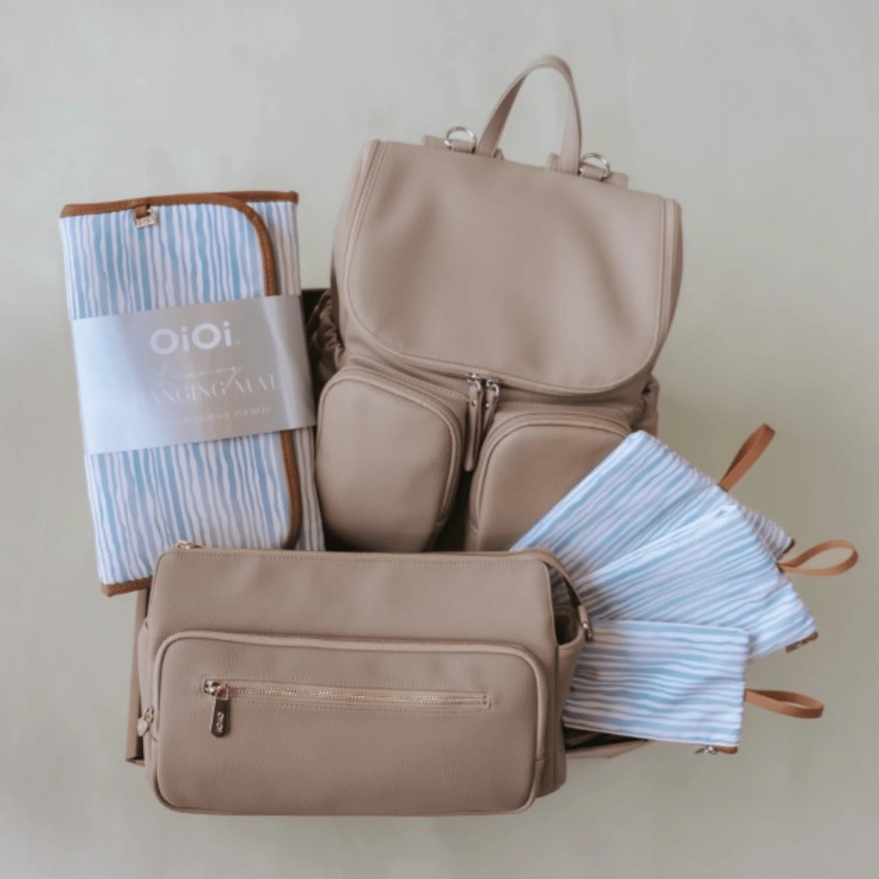 First Time Parent Nappy Bag Bundle - Oat & Blue Stripe - Image 7