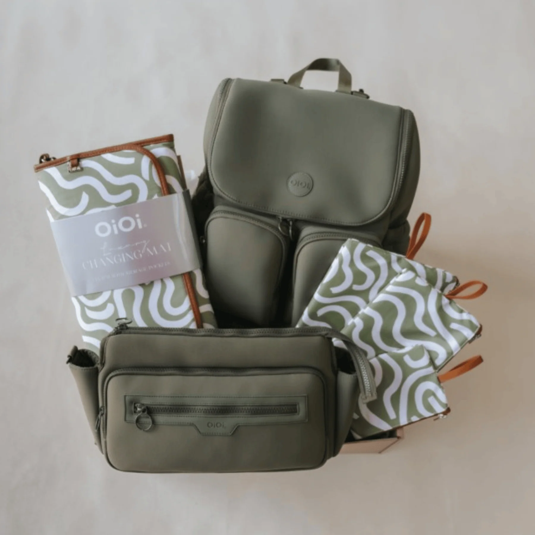 First Time Parent Nappy Bag Bundle -  Sage & Green Squiggle (PRE-ORDER FOR MAY DELIVERY) - Image 7