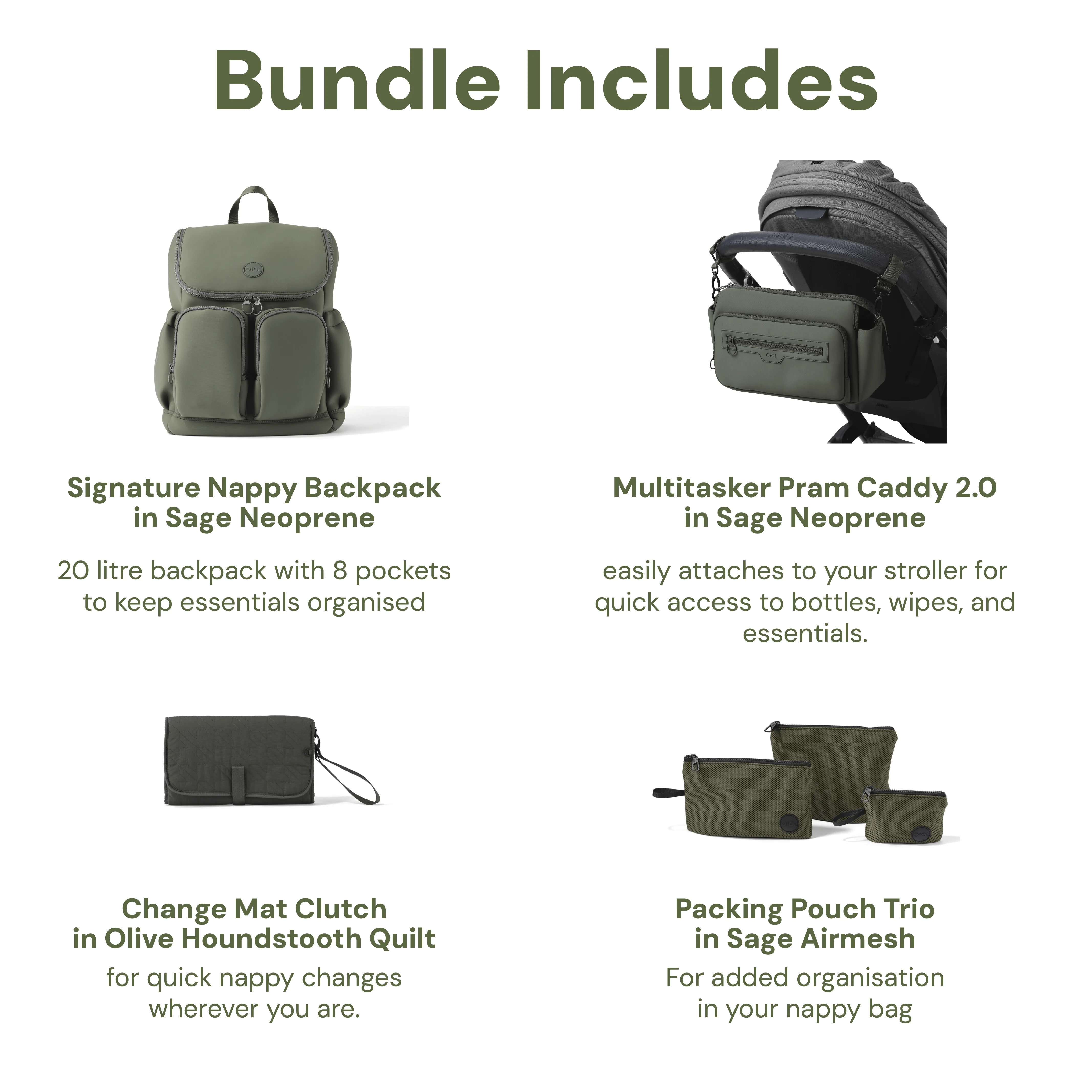 First Time Parent Nappy Bag Bundle -  Sage & Olive - Image 2