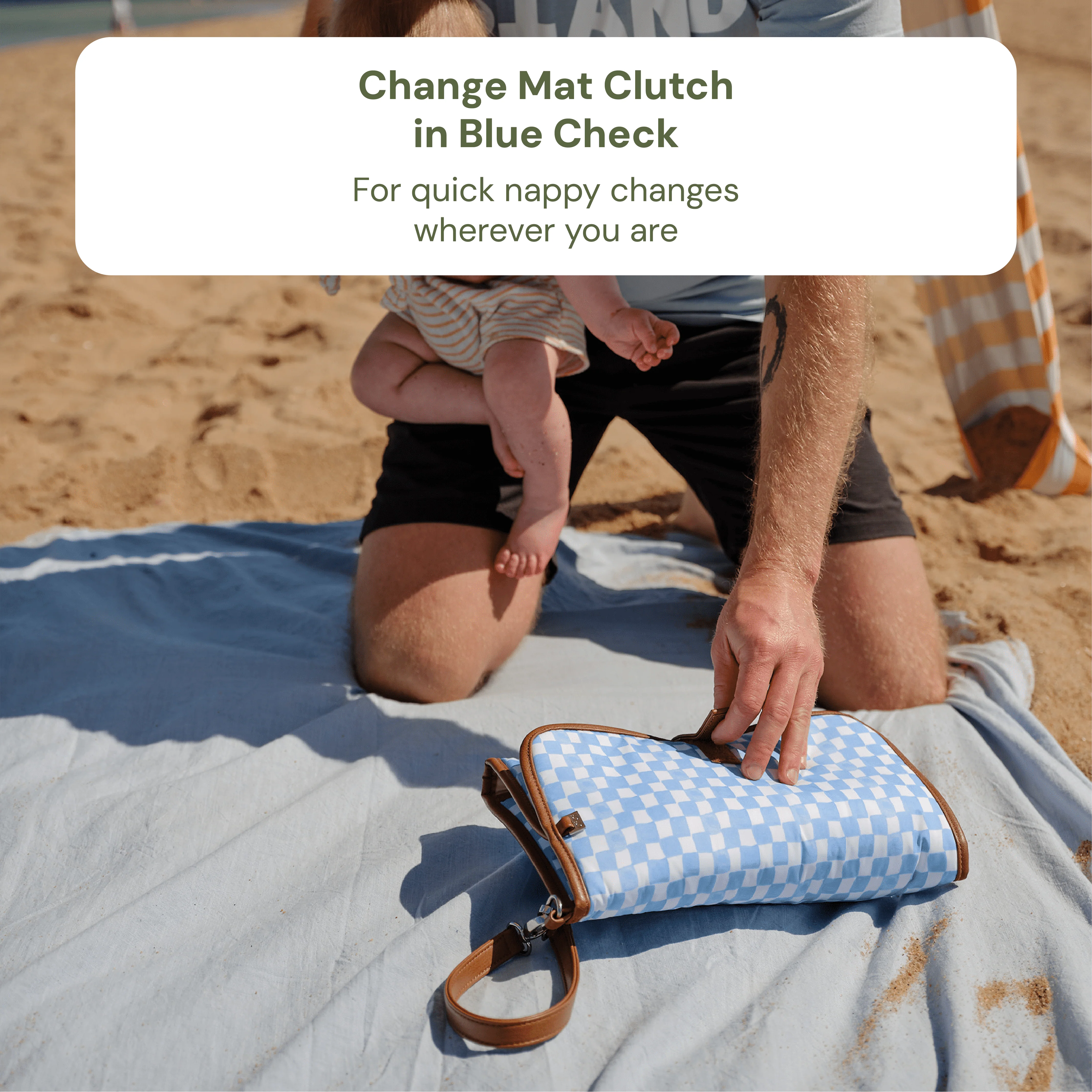 First Time Parent Nappy Bag Bundle - Tan & Blue Check (PRE-ORDER FOR MAY DELIVERY) - Image 5