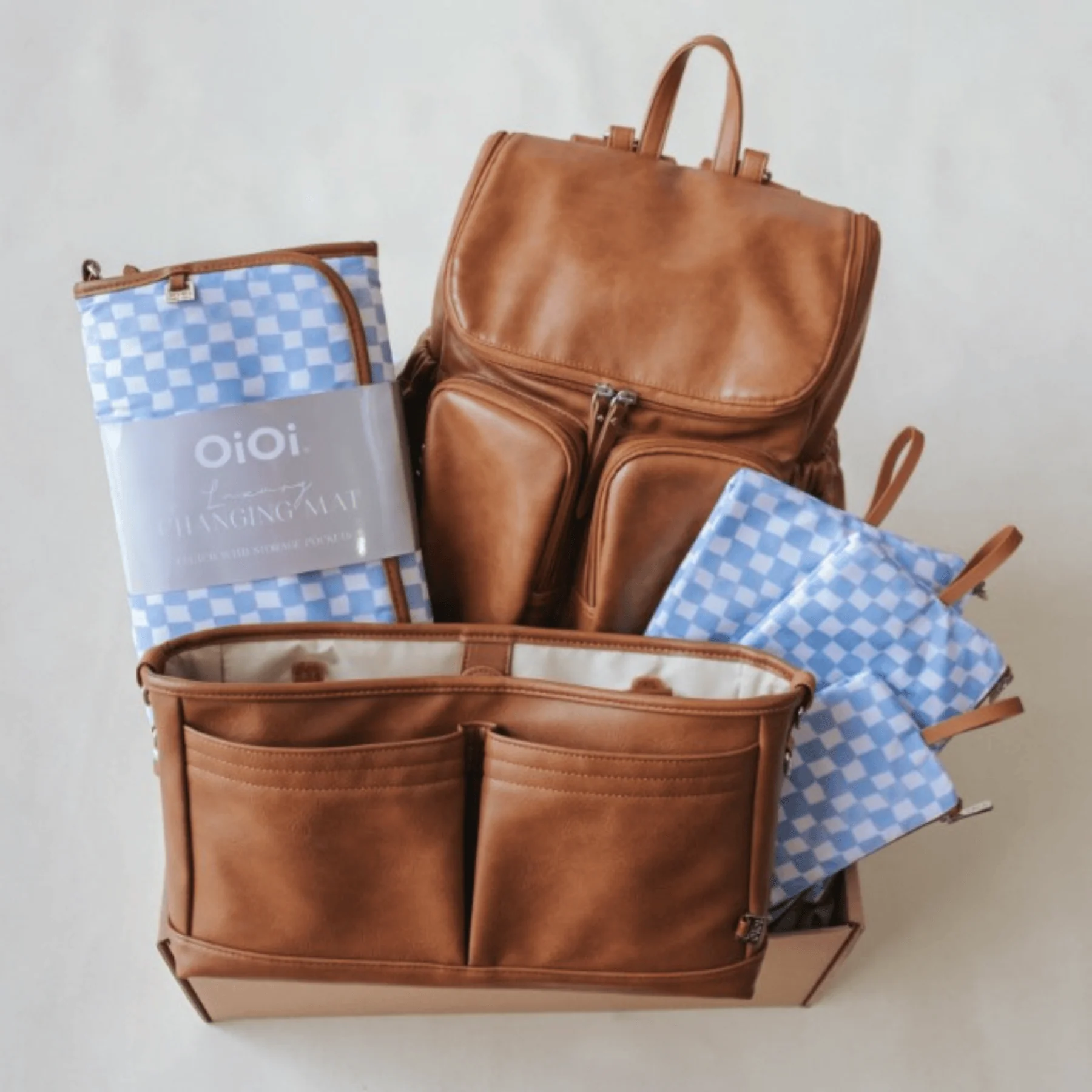First Time Parent Nappy Bag Bundle - Tan & Blue Check (PRE-ORDER FOR MAY DELIVERY) - Image 7