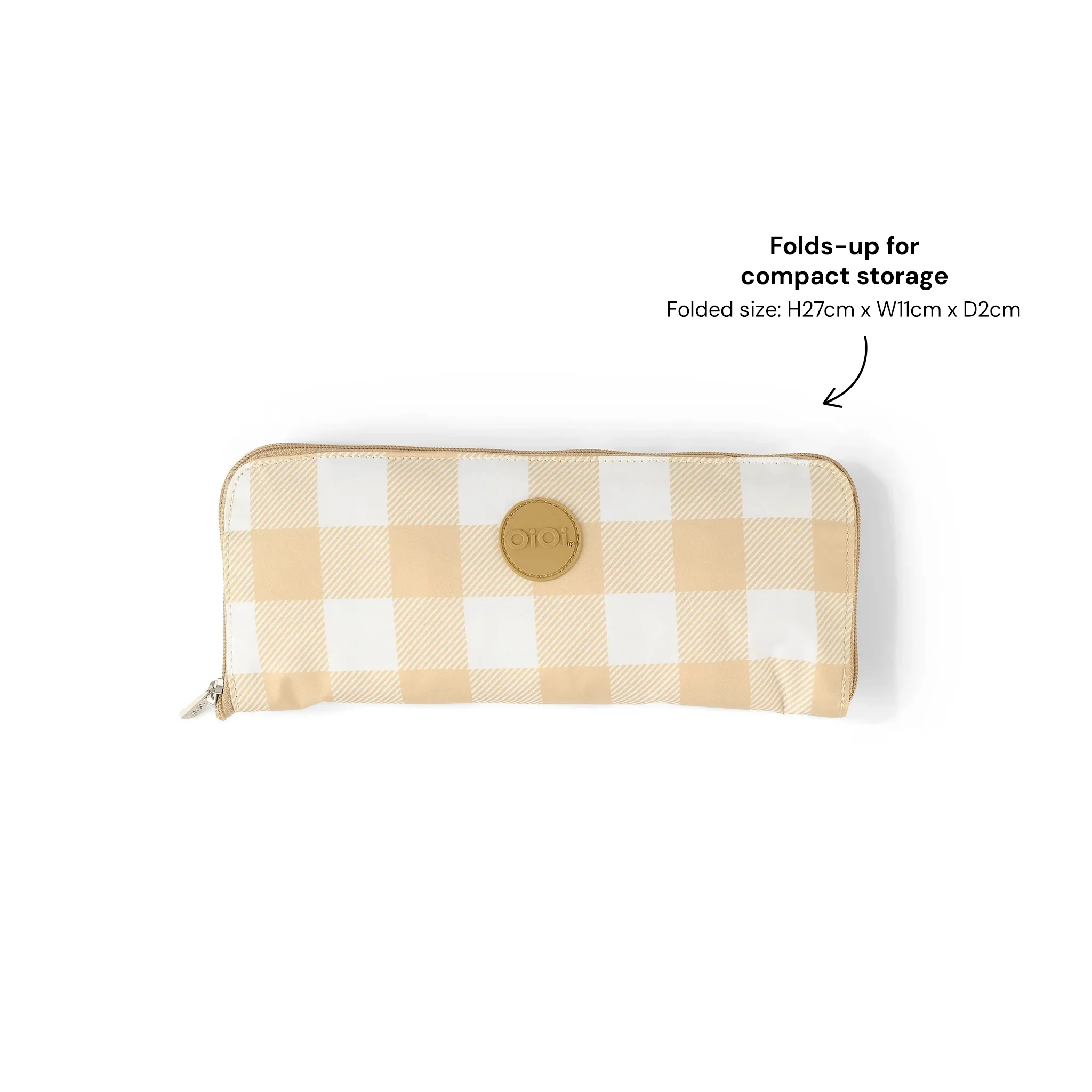 Fold-Up Tote - Beige Gingham - Image 5