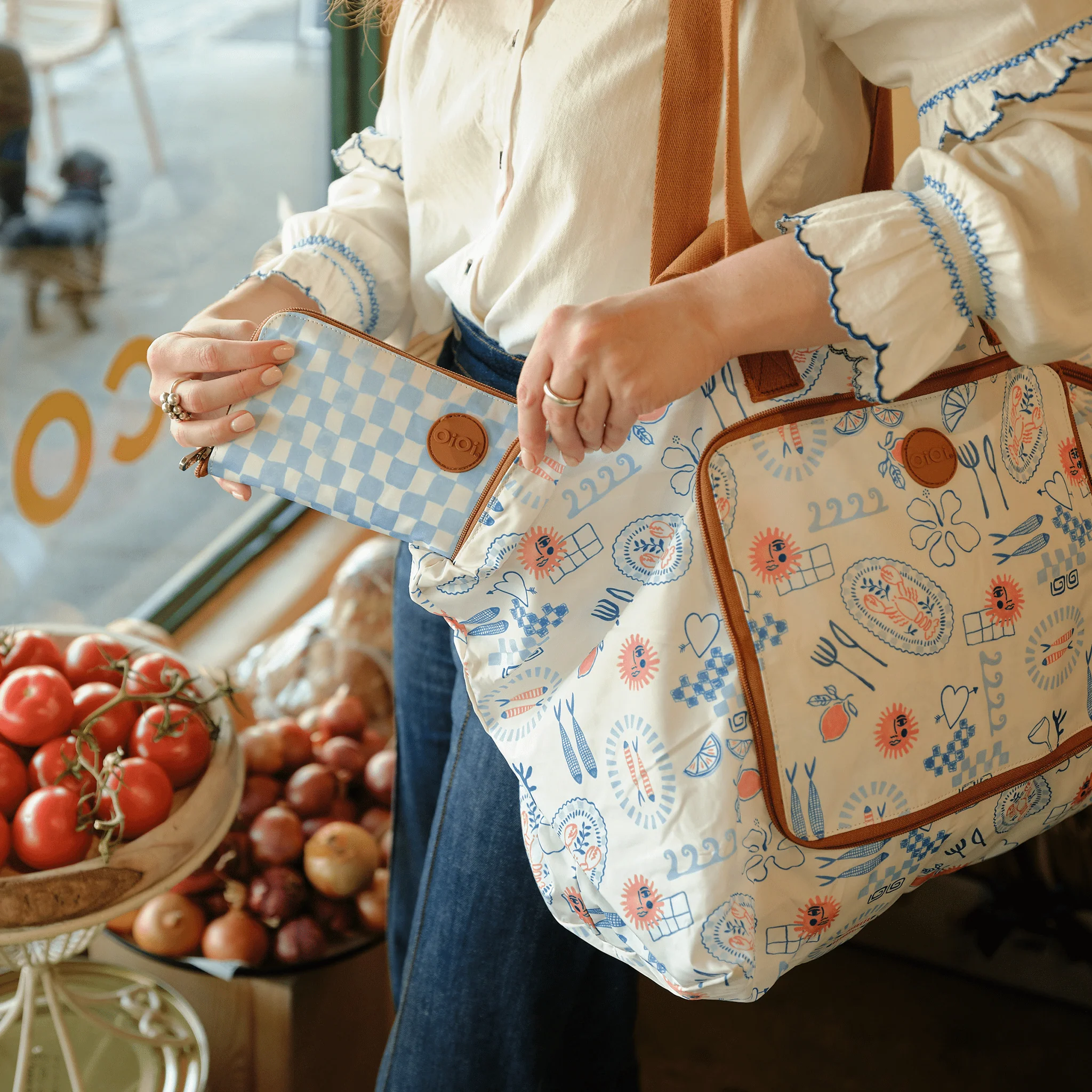 Fold-Up Tote -  Blue Check - Image 4