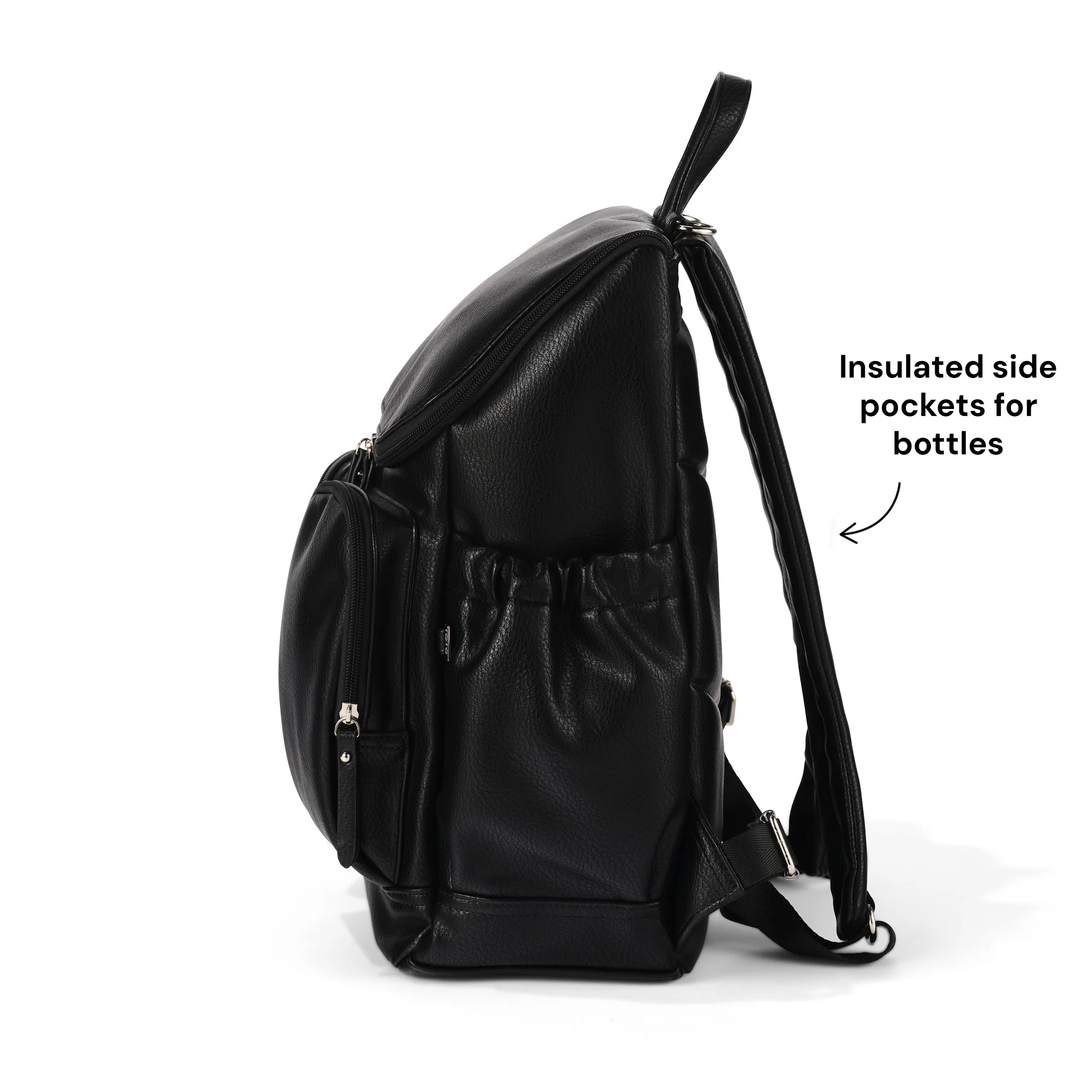 Signature Nappy Backpack - Jet Black Genuine Leather - Image 4