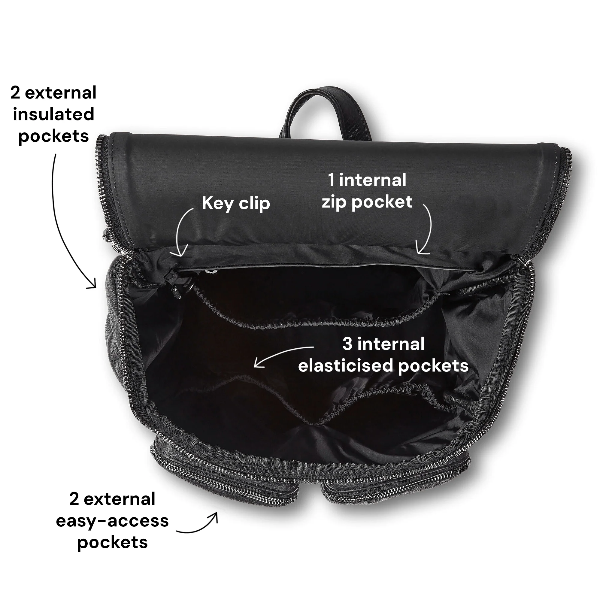 Signature Nappy Backpack - Jet Black Genuine Leather - Image 8