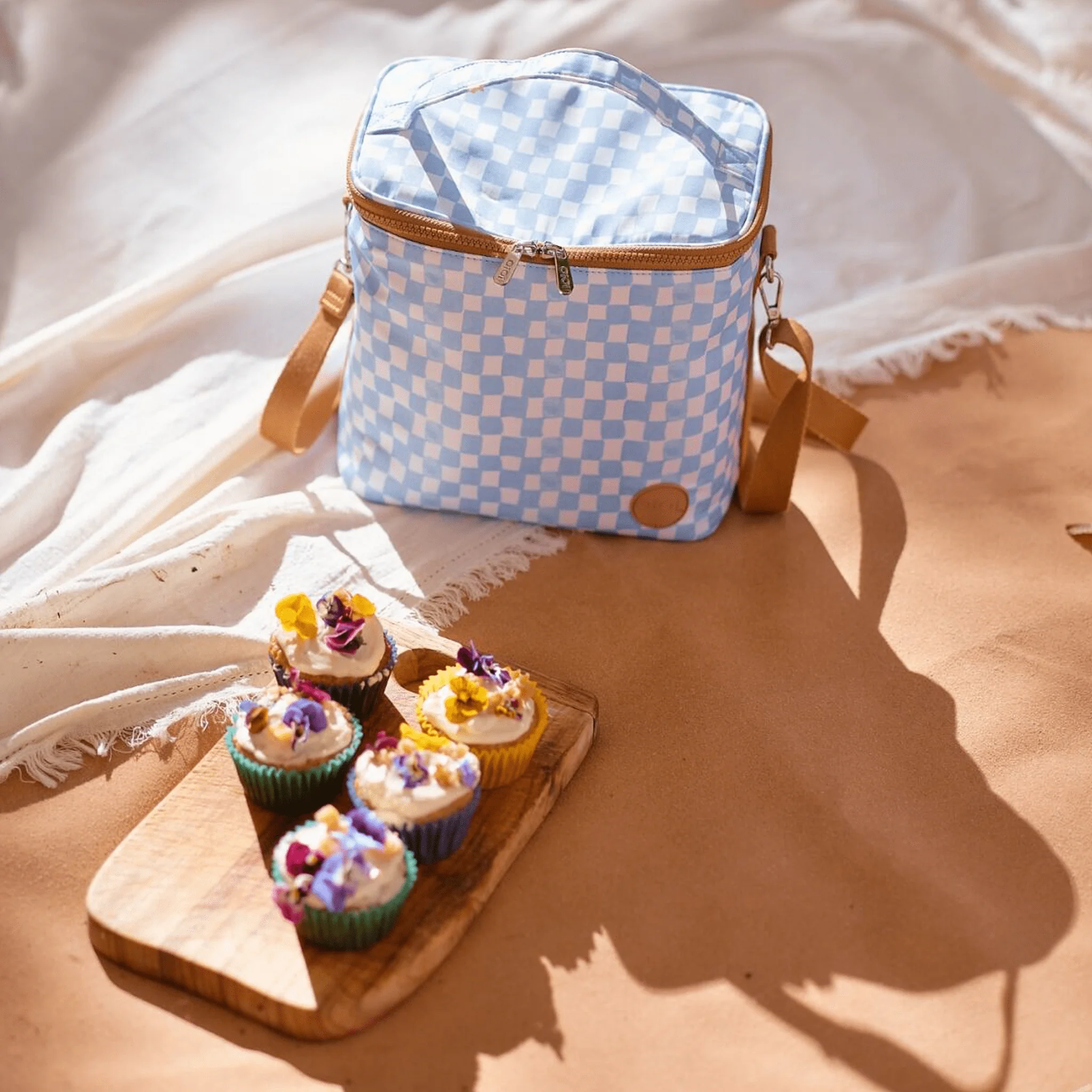 Midi Insulated Lunch Bag/Pumping Bag - Blue Check - Image 3