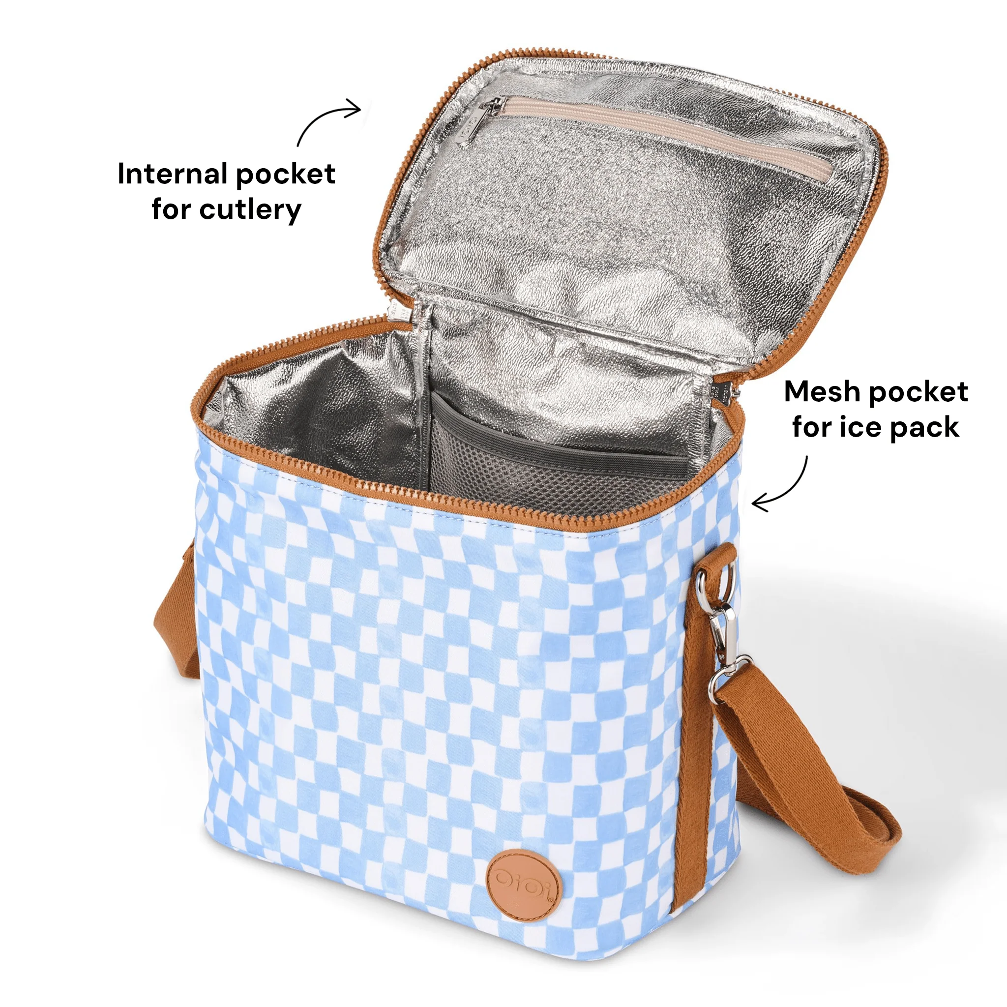 Midi Insulated Lunch Bag/Pumping Bag - Blue Check - Image 5