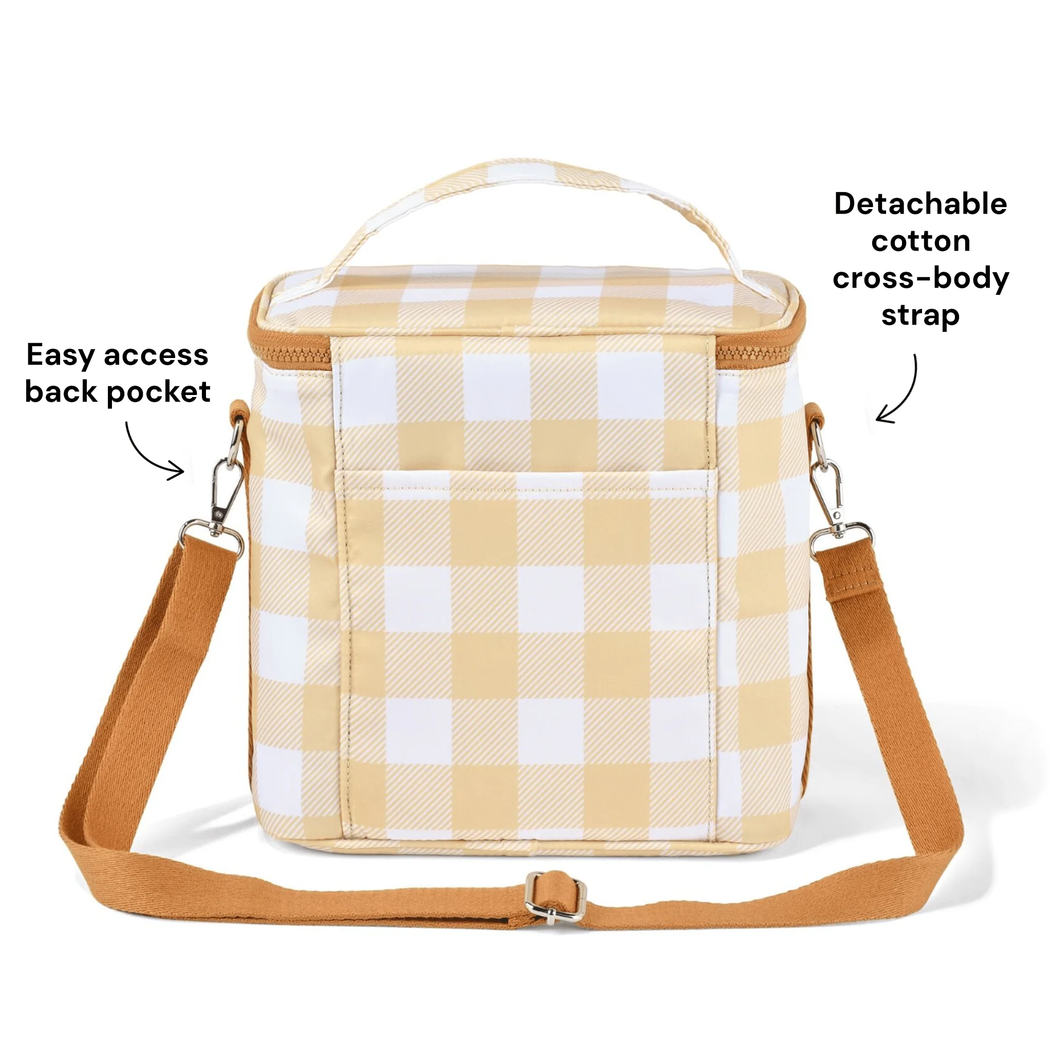 Midi Insulated Lunch Bag/Pumping Bag - Beige Gingham - Image 6