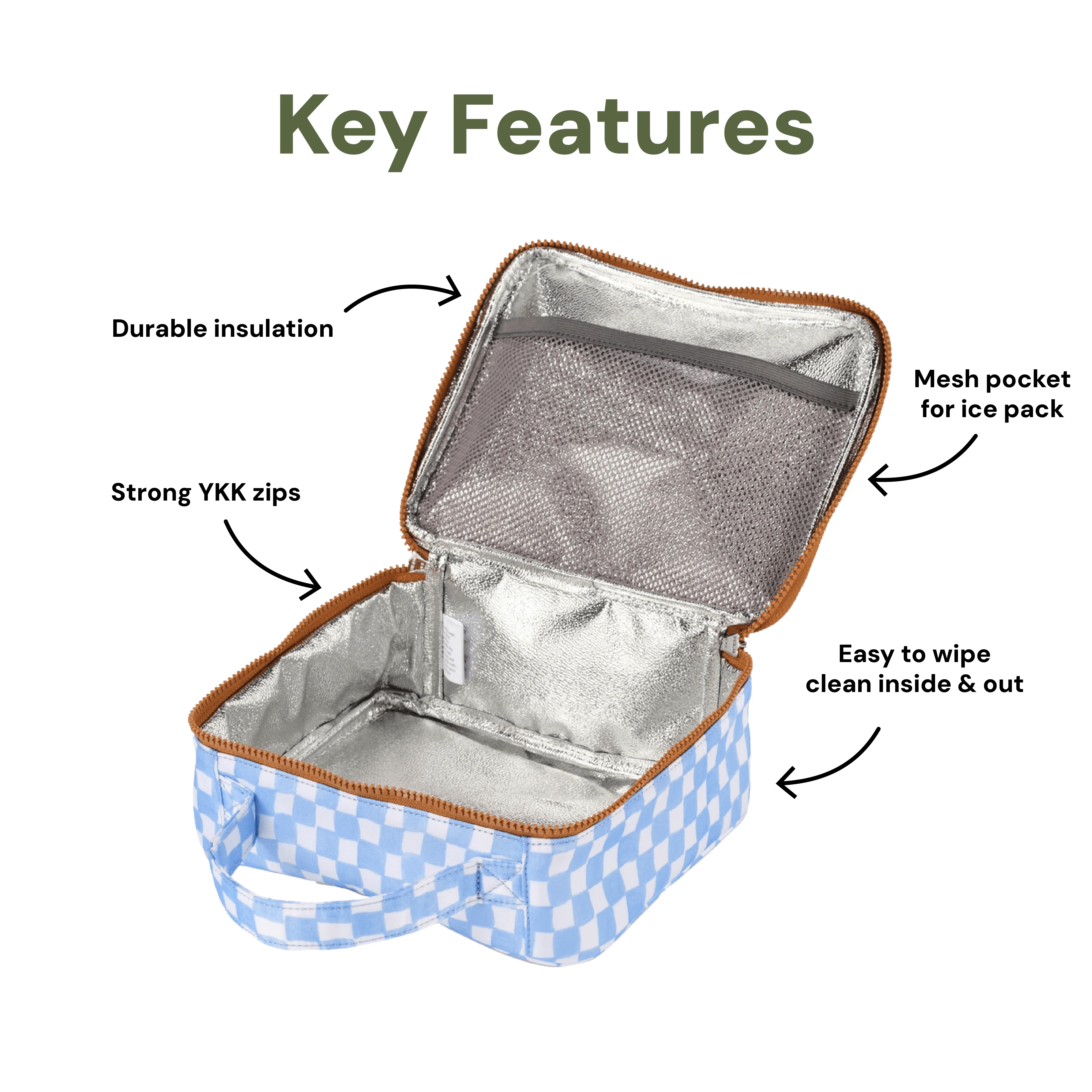 Mini Insulated Lunch Bag/Pumping Bag - Blue Check - Image 6