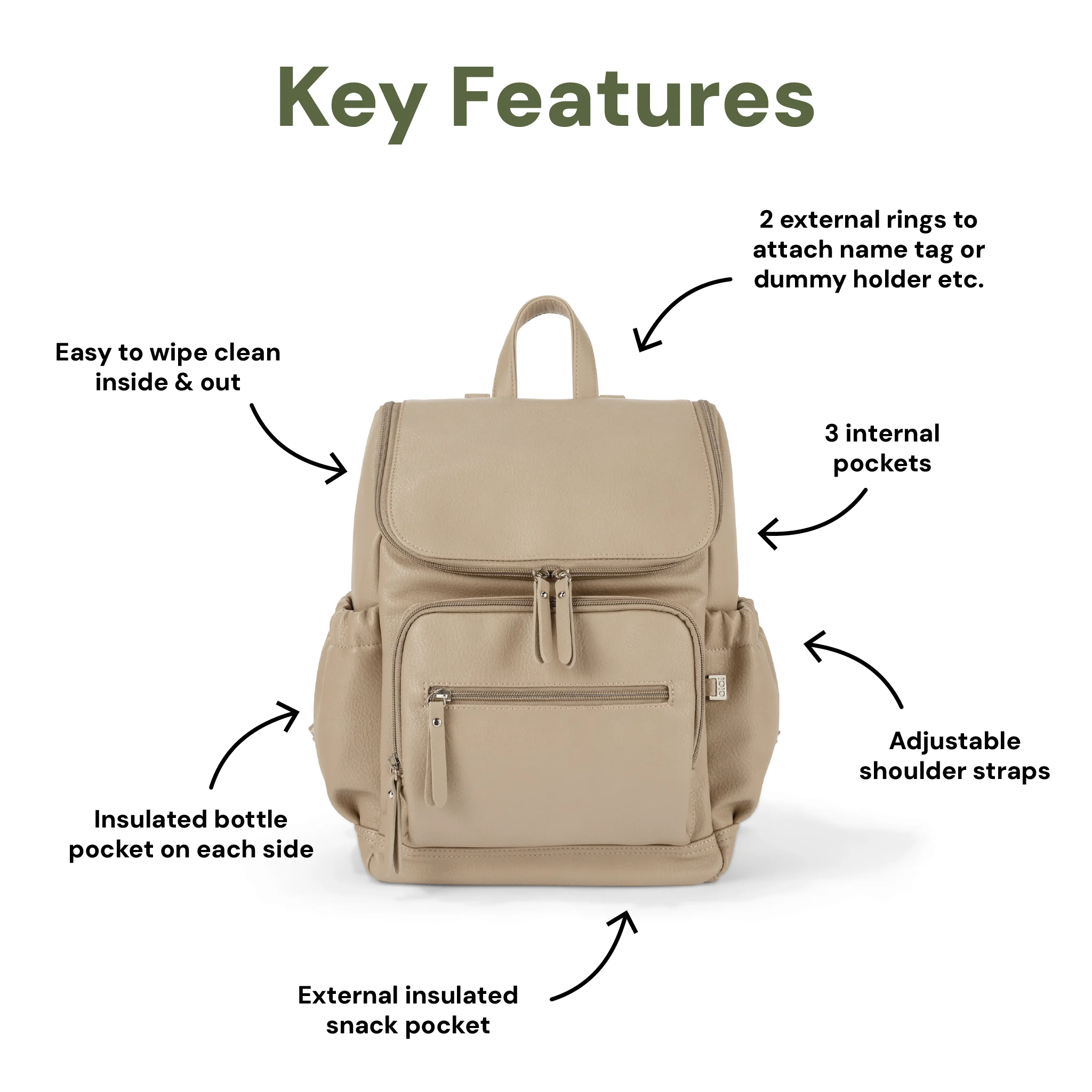 Signature Mini Backpack 2.0 - Oat Vegan Leather - Image 4