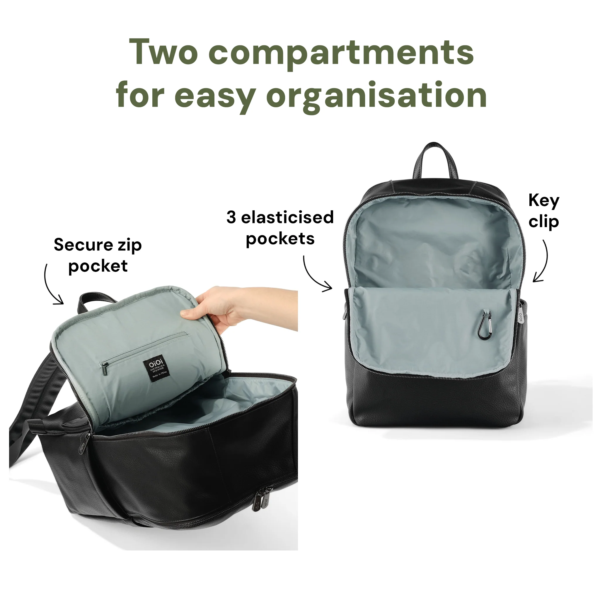 Multitasker Nappy Backpack - Black Vegan Leather - Image 5