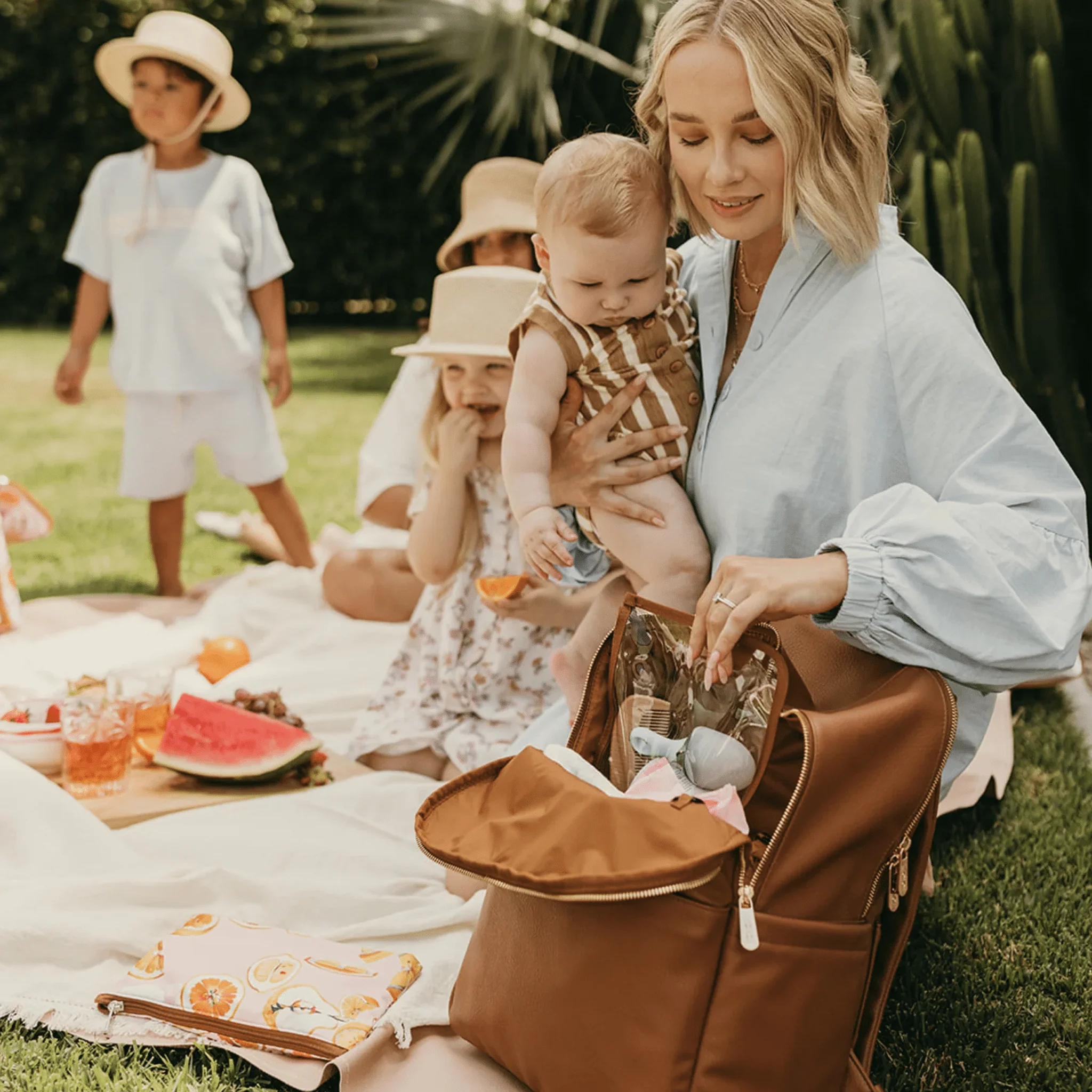 Multitasker Nappy Backpack - Chestnut Brown Vegan Leather - Image 4