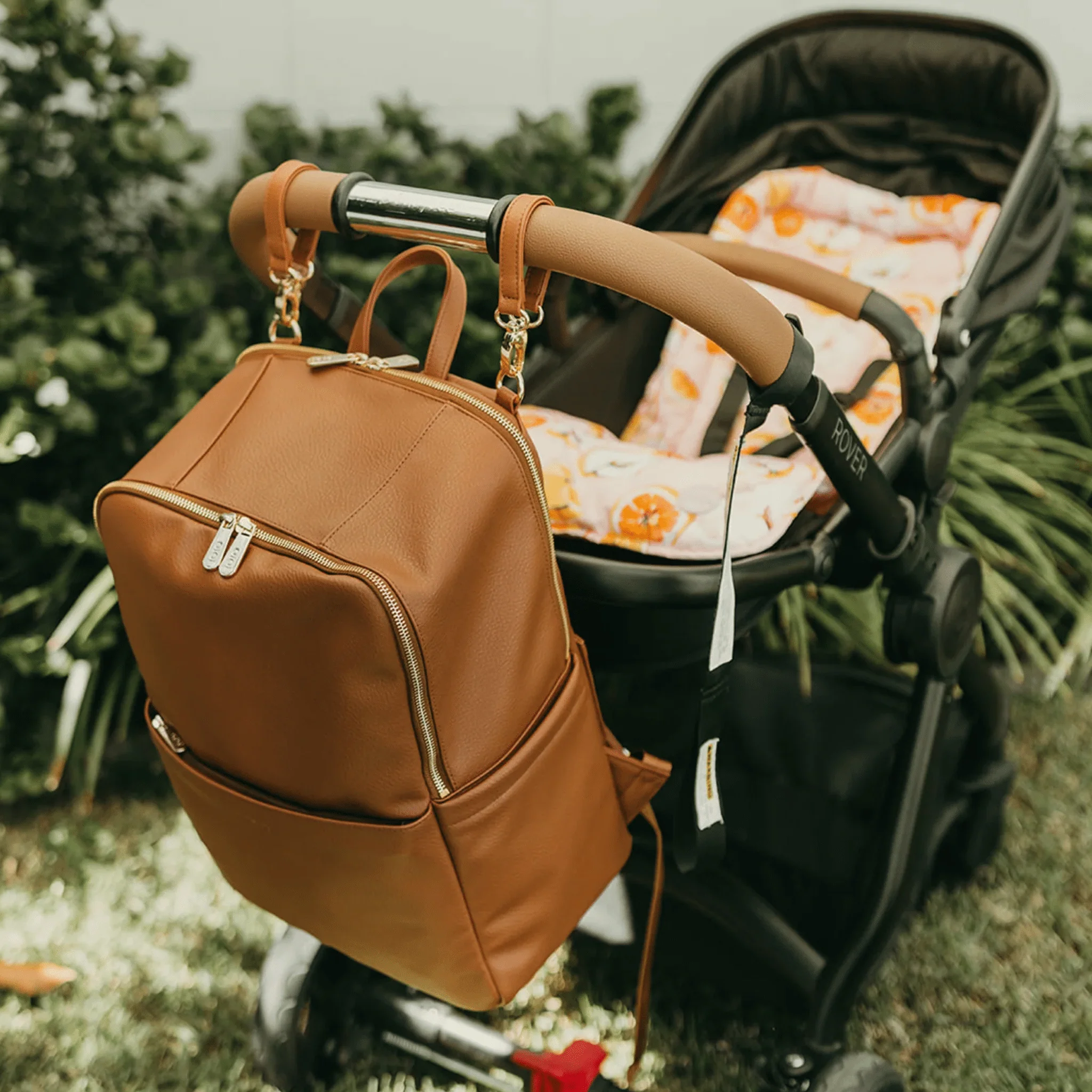 Multitasker Nappy Backpack - Chestnut Brown Vegan Leather - Image 5