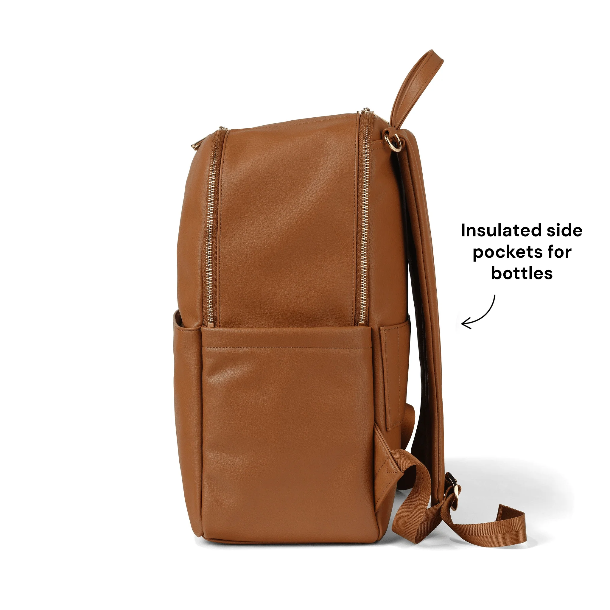 Multitasker Nappy Backpack - Chestnut Brown Vegan Leather - Image 7