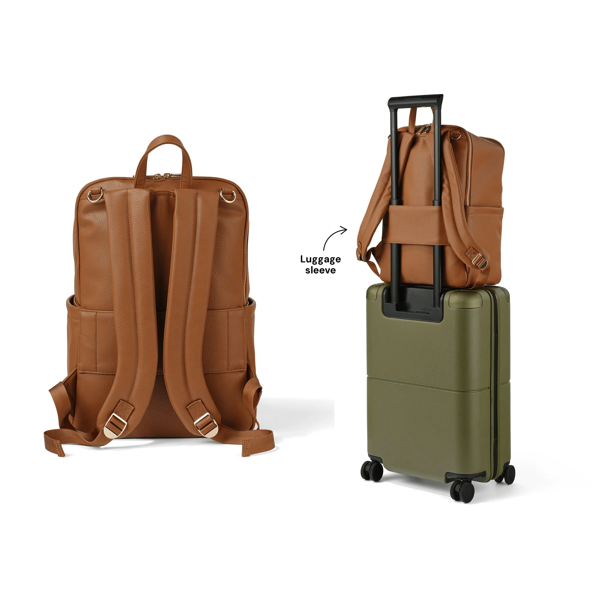 Multitasker Nappy Backpack - Chestnut Brown Vegan Leather - Image 8