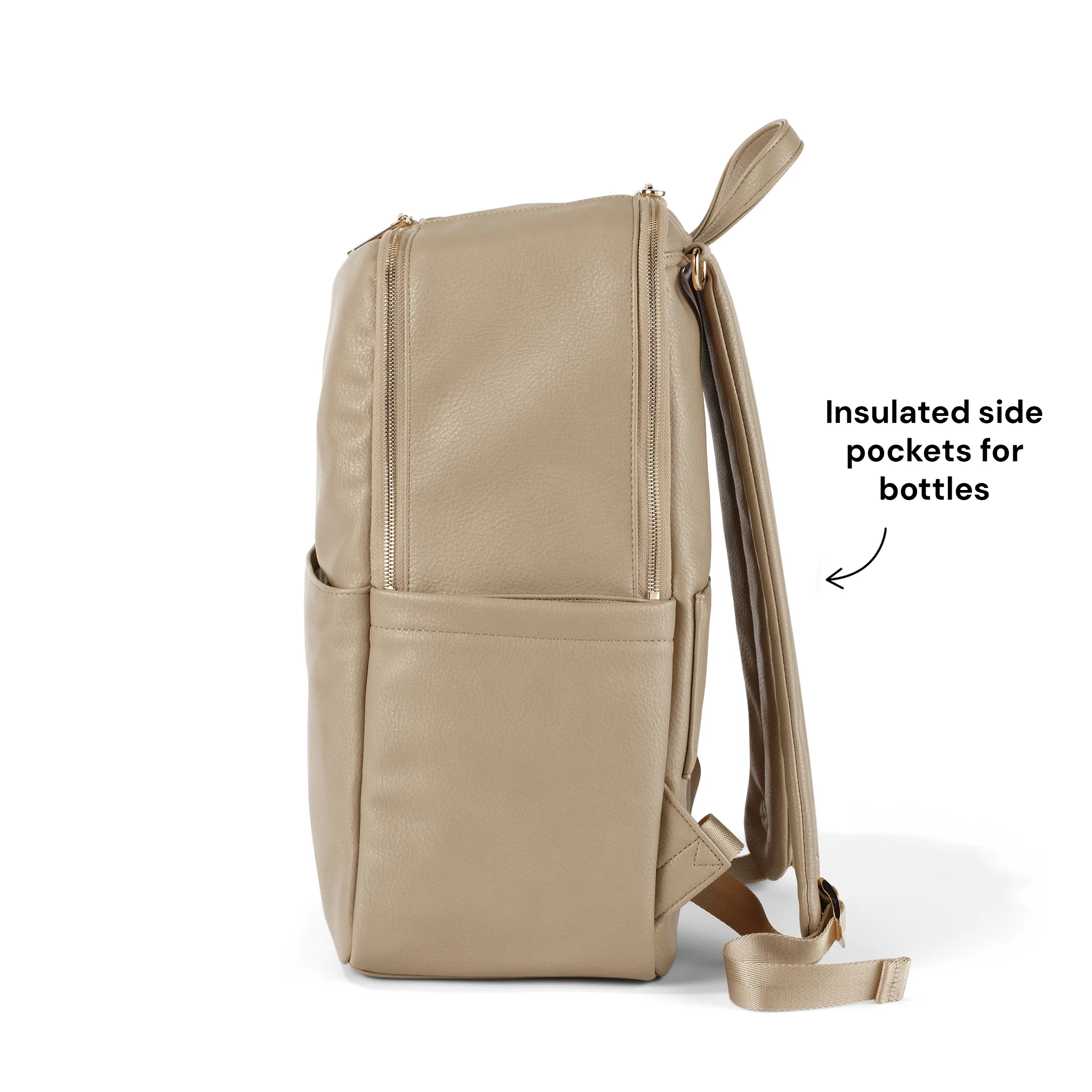 Multitasker Nappy Backpack - Oat Vegan Leather - Image 8