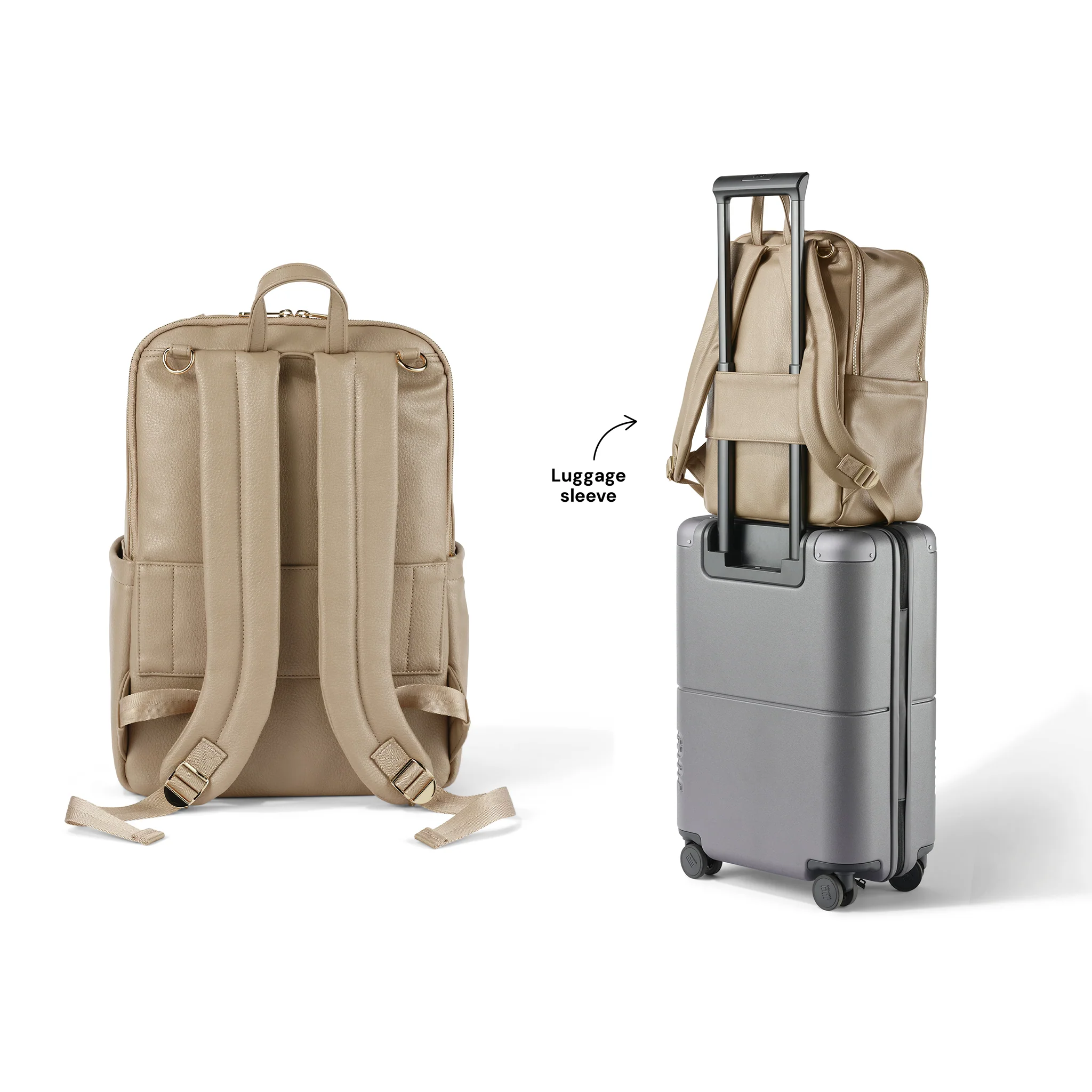 Multitasker Nappy Backpack - Oat Vegan Leather - Image 9