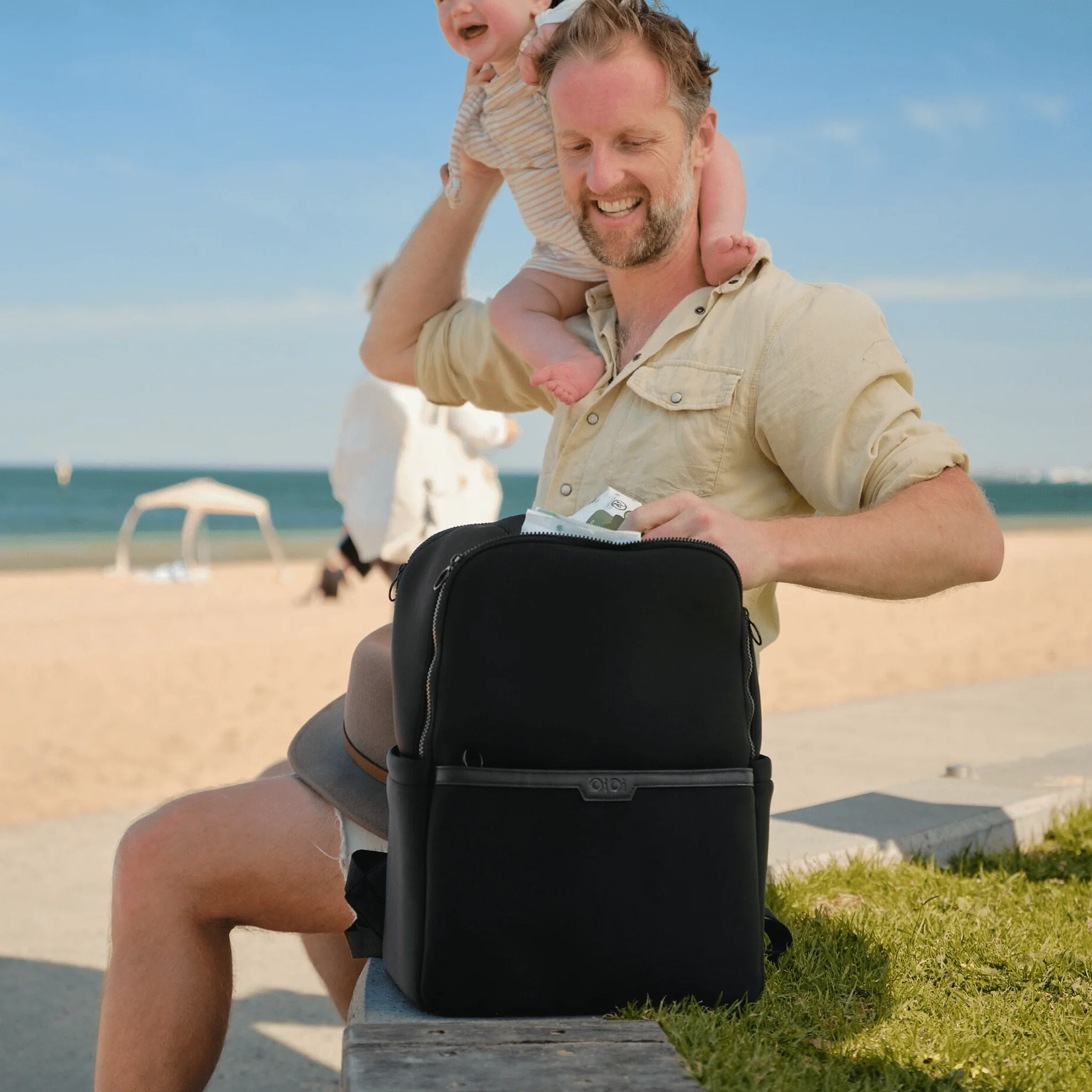 Multitasker Nappy Backpack - Black Neoprene - Image 5