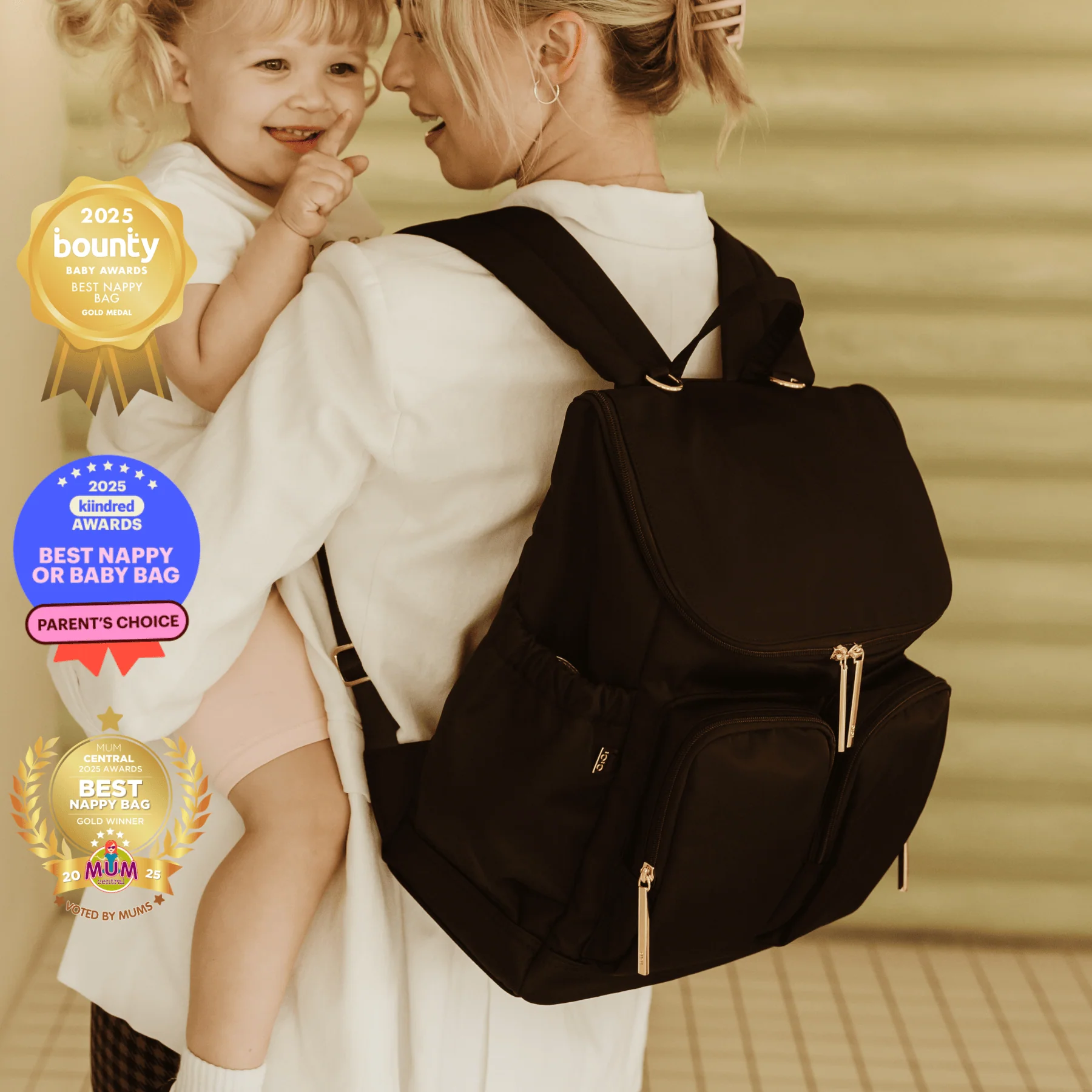 Signature Nappy Backpack - Black Nylon - Image 3