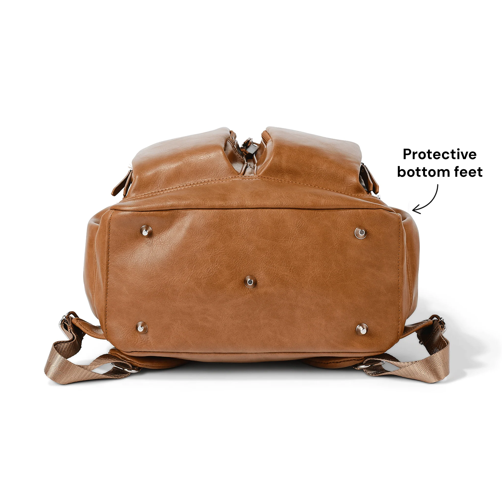 Signature Nappy Backpack - Tan Vegan Leather - Image 10