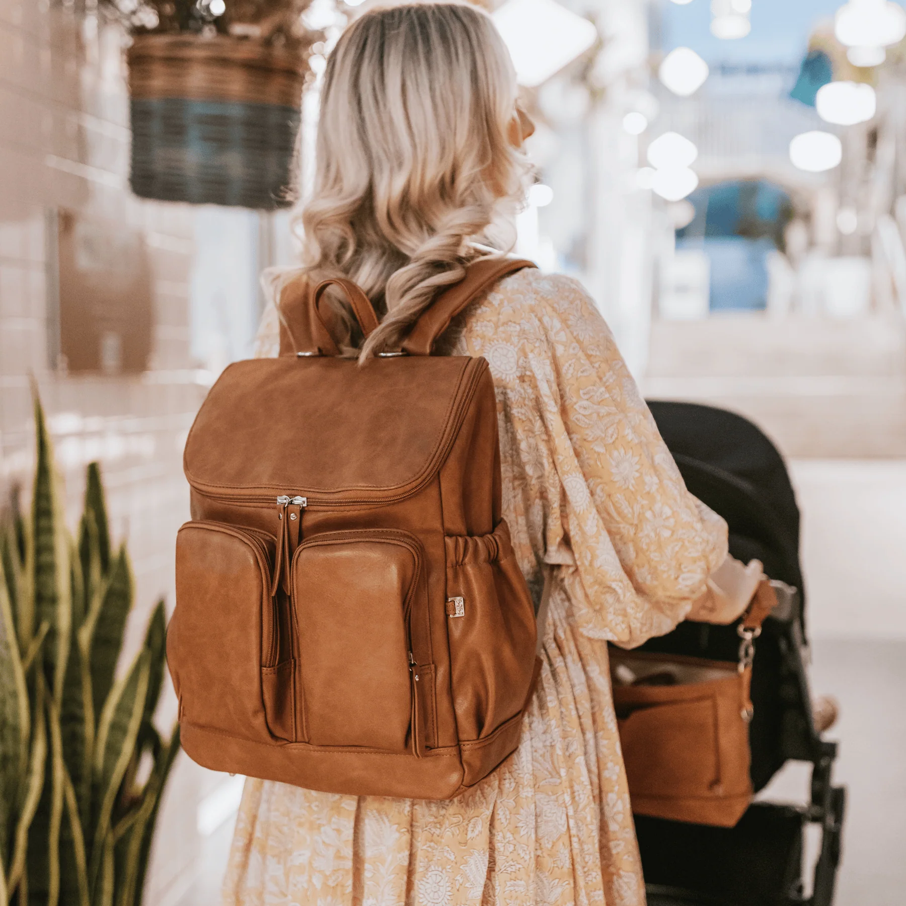 Signature Nappy Backpack - Tan Vegan Leather - Image 4