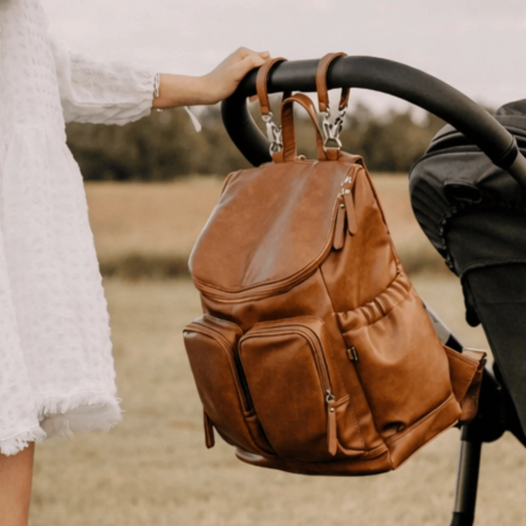 Signature Nappy Backpack - Tan Vegan Leather - Image 6