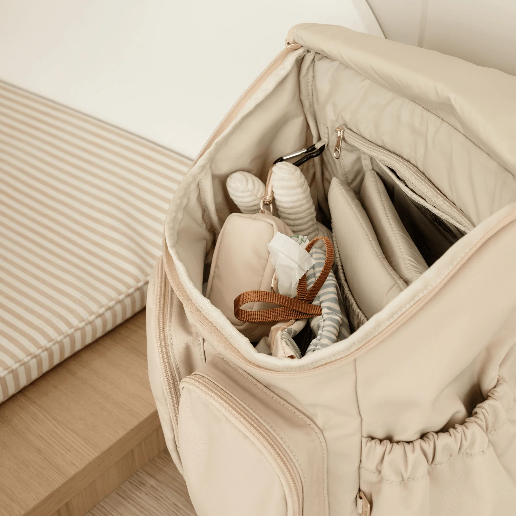 Signature Nappy Backpack - Beige Nylon - Image 7