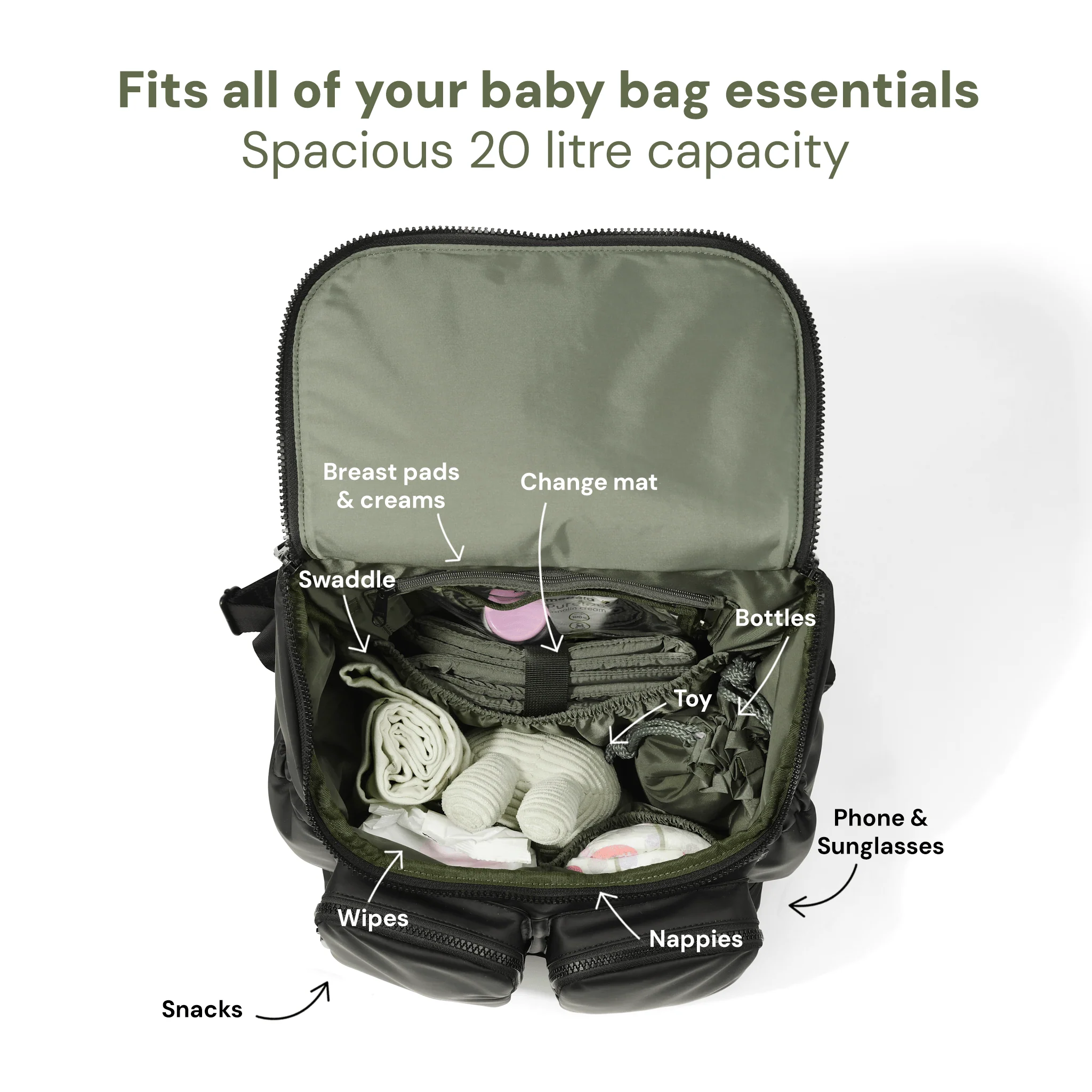 Signature Nappy Backpack - Black Weatherproof - Image 5