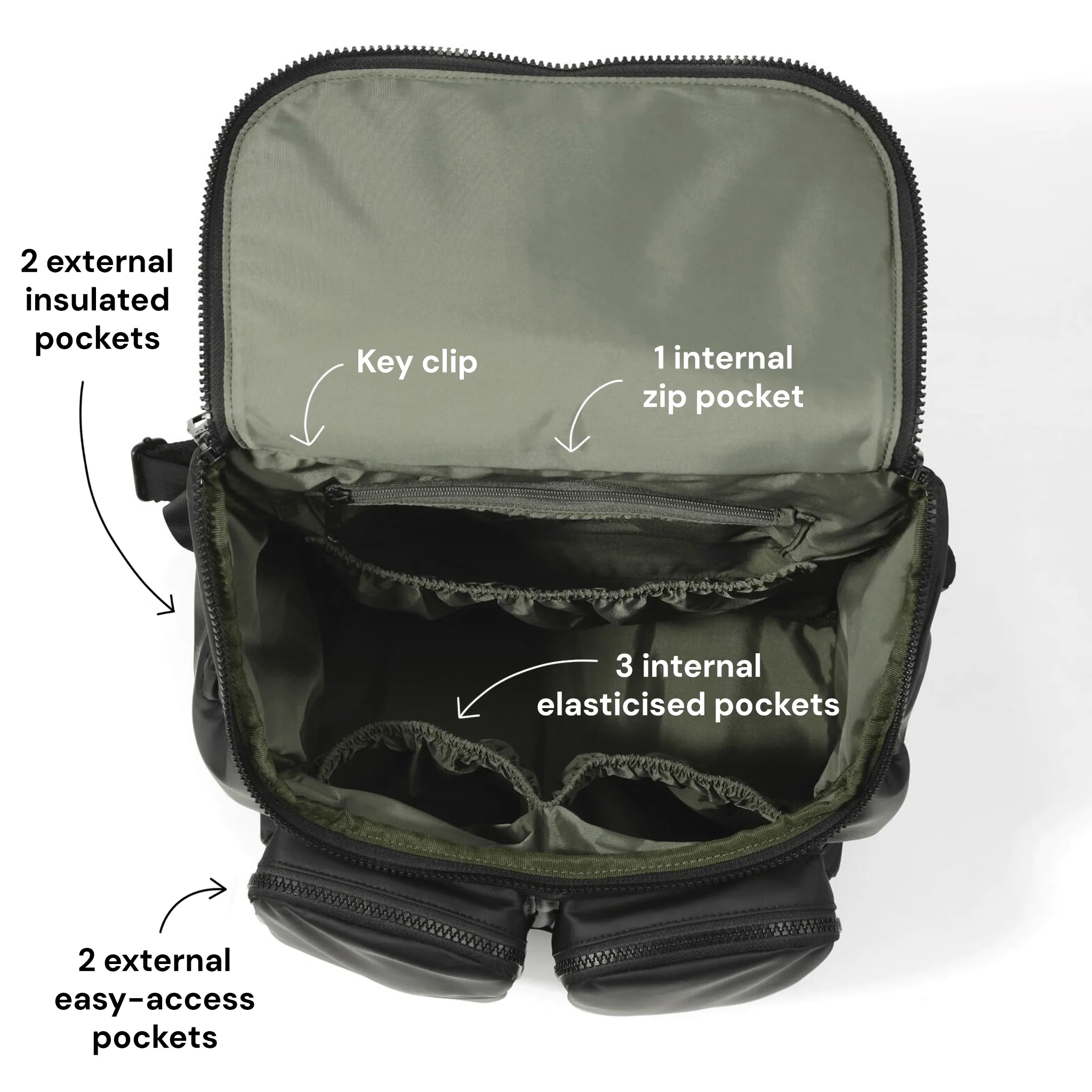 Signature Nappy Backpack - Black Weatherproof - Image 7