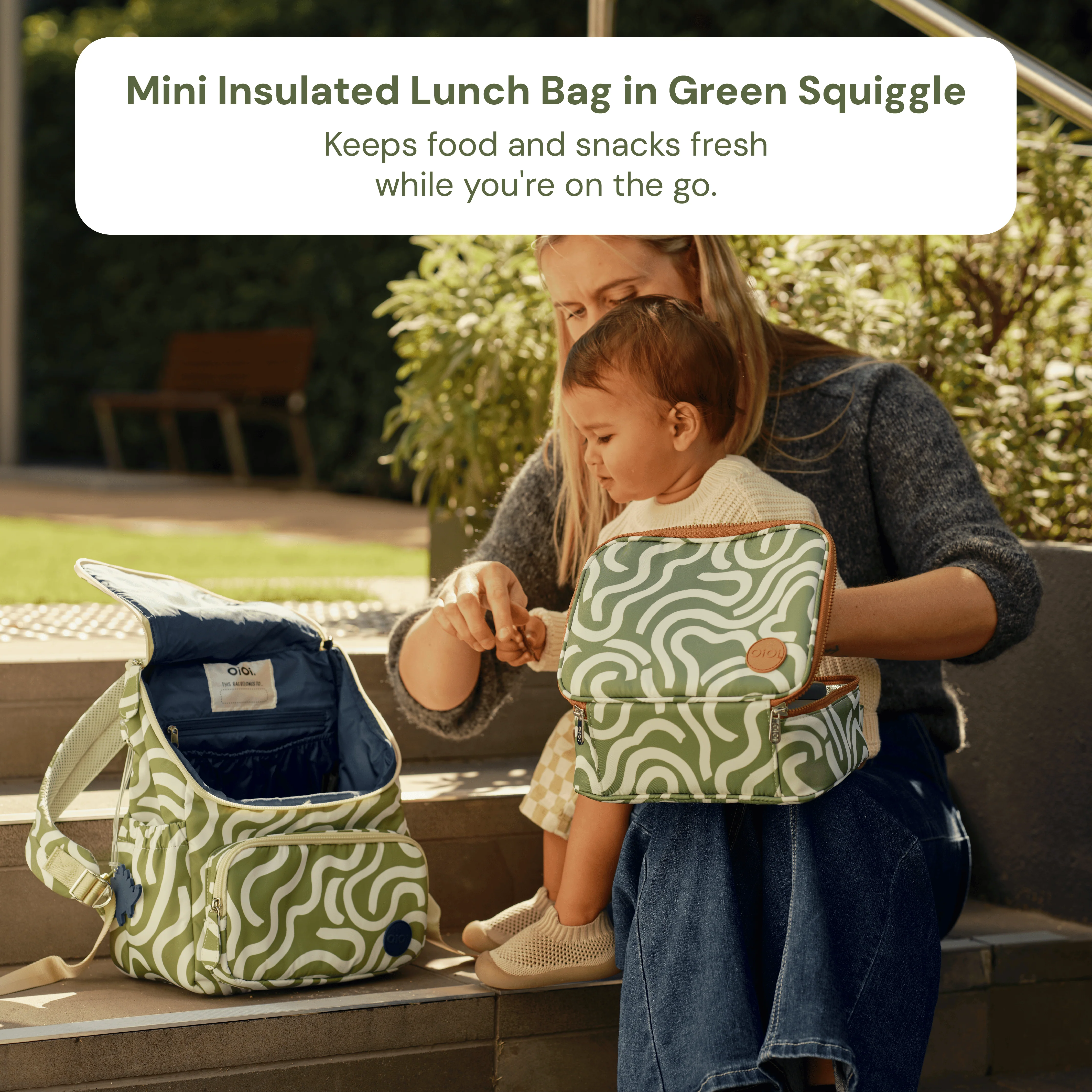 Nappy Bag Organisation Kit – Green Squiggle & Sage Neoprene (PRE-ORDER FOR MAY DELIVERY) - Image 3