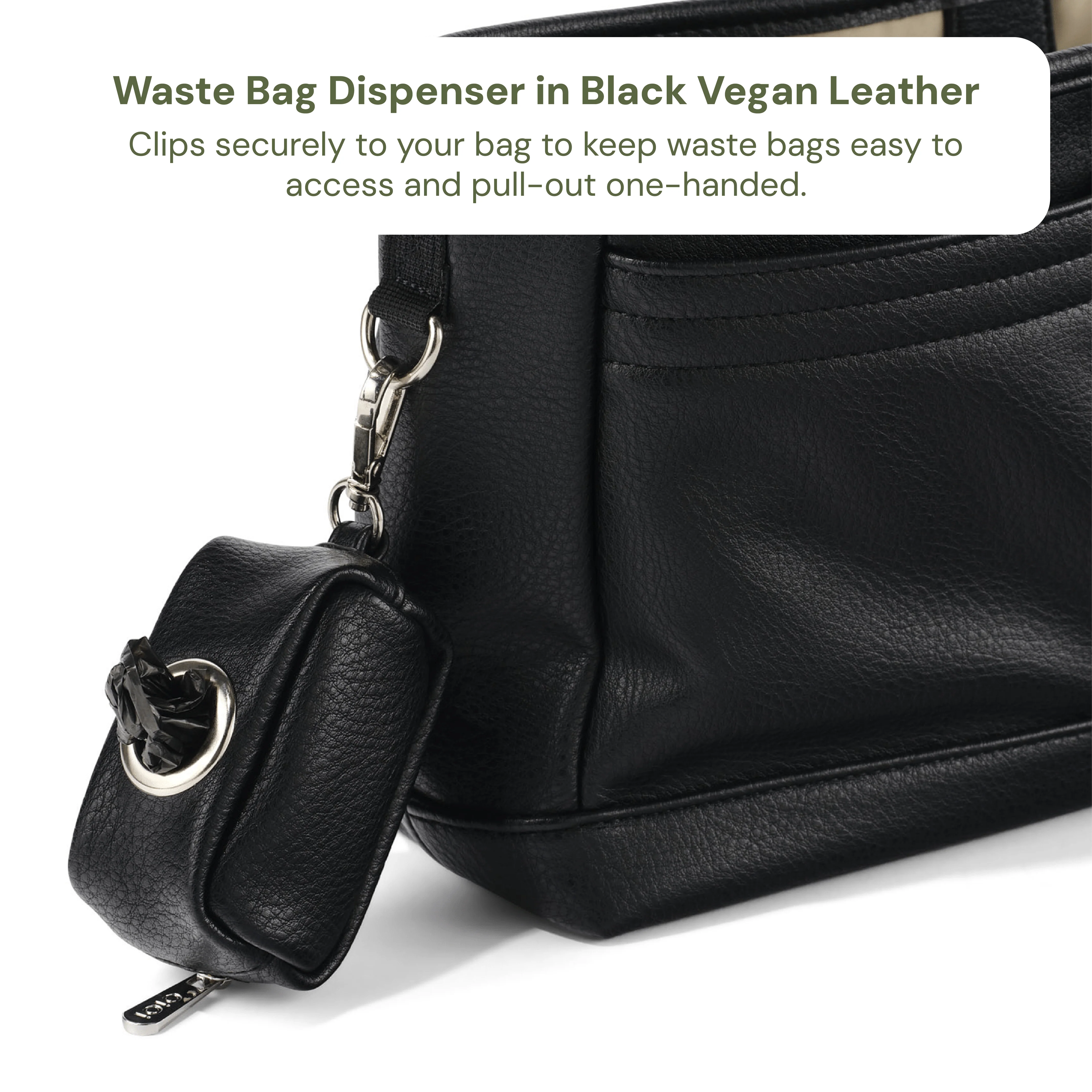 Nappy Bag Organisation Kit – Houndstooth & Black Vegan Leather - Image 5
